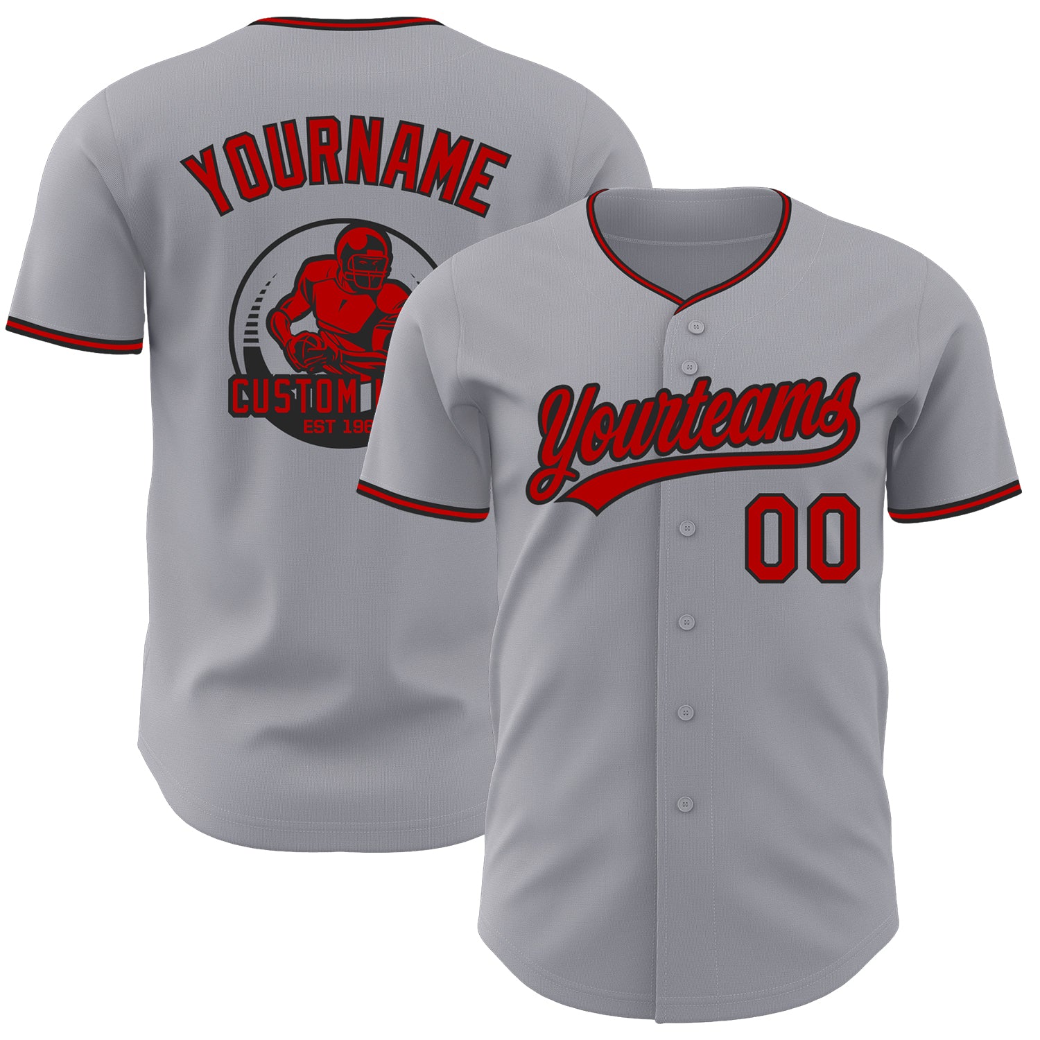 Custom Gray Red-Black Authentic Baseball Jersey