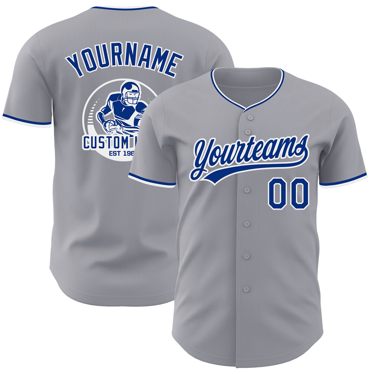 Custom Gray Royal-White Authentic Baseball Jersey