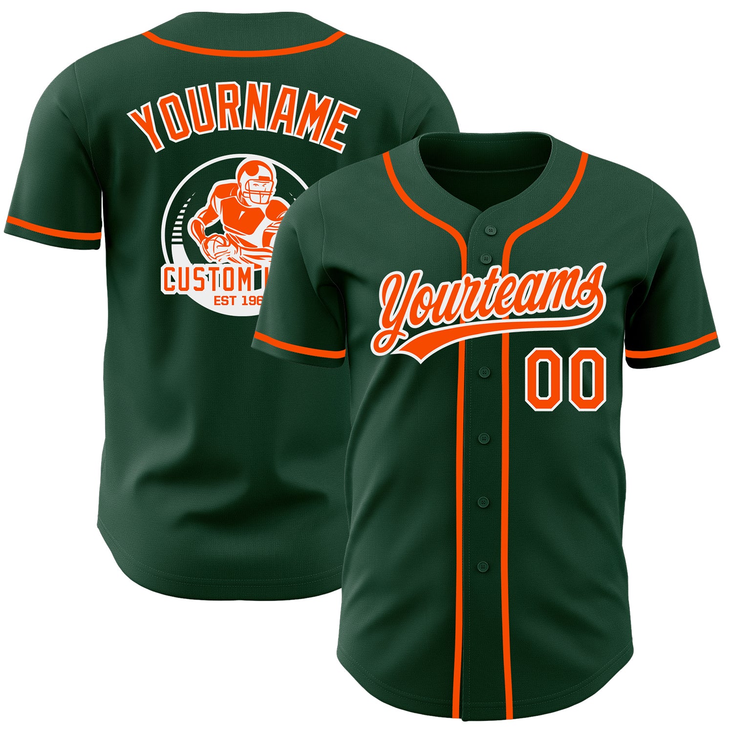 Custom Green Orange-White Authentic Baseball Jersey