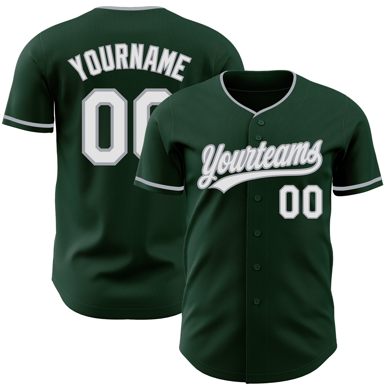Custom Green White-Gray Authentic Baseball Jersey