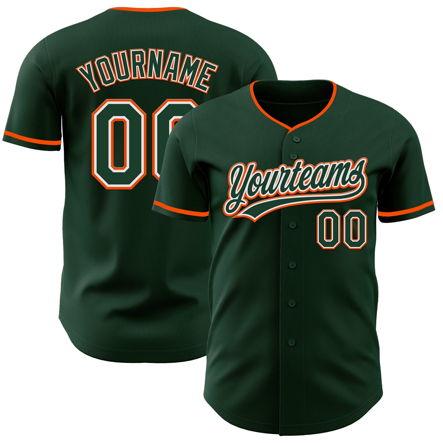 Custom Green White-Orange Authentic Baseball Jersey