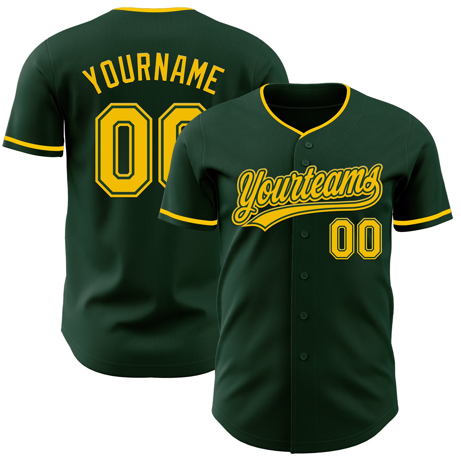 Custom Green Yellow Authentic Baseball Jersey