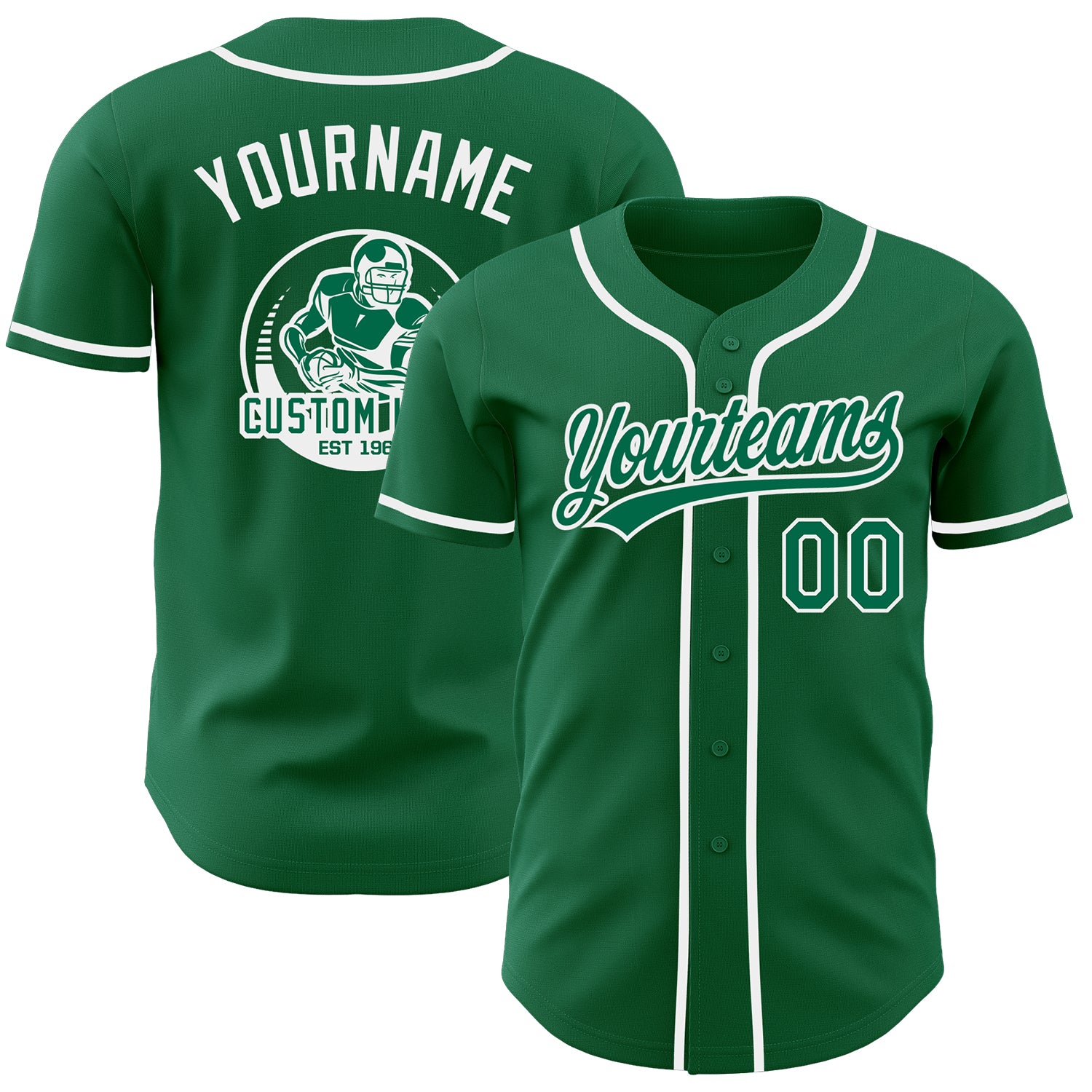 Custom Kelly Green-White Authentic Baseball Jersey