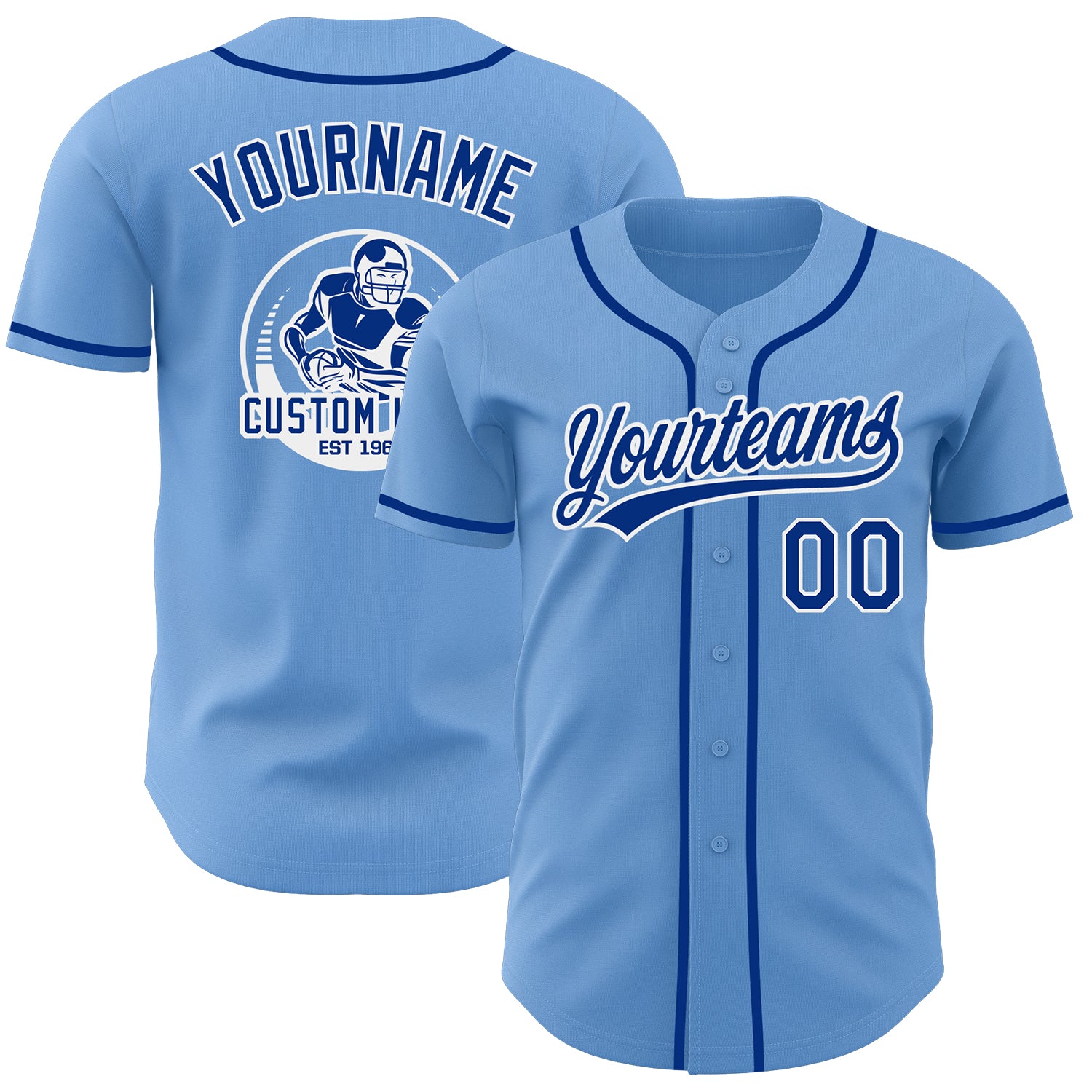 Custom Light Blue Royal-White Authentic Baseball Jersey