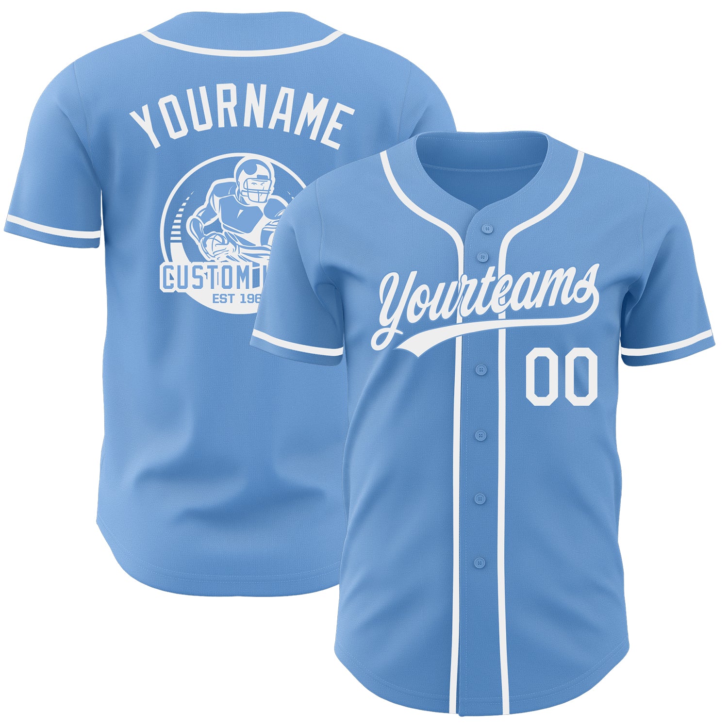 Custom Light Blue White Authentic Baseball Jersey