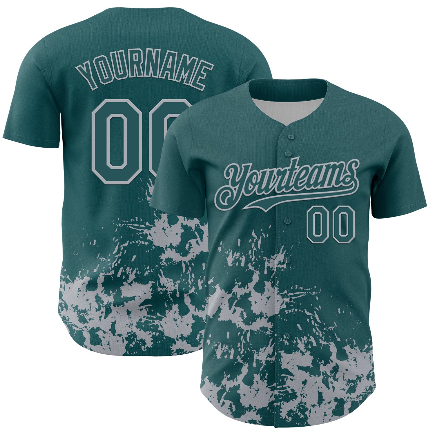 Custom Midnight Green Gray Splatter Authentic Baseball Jersey