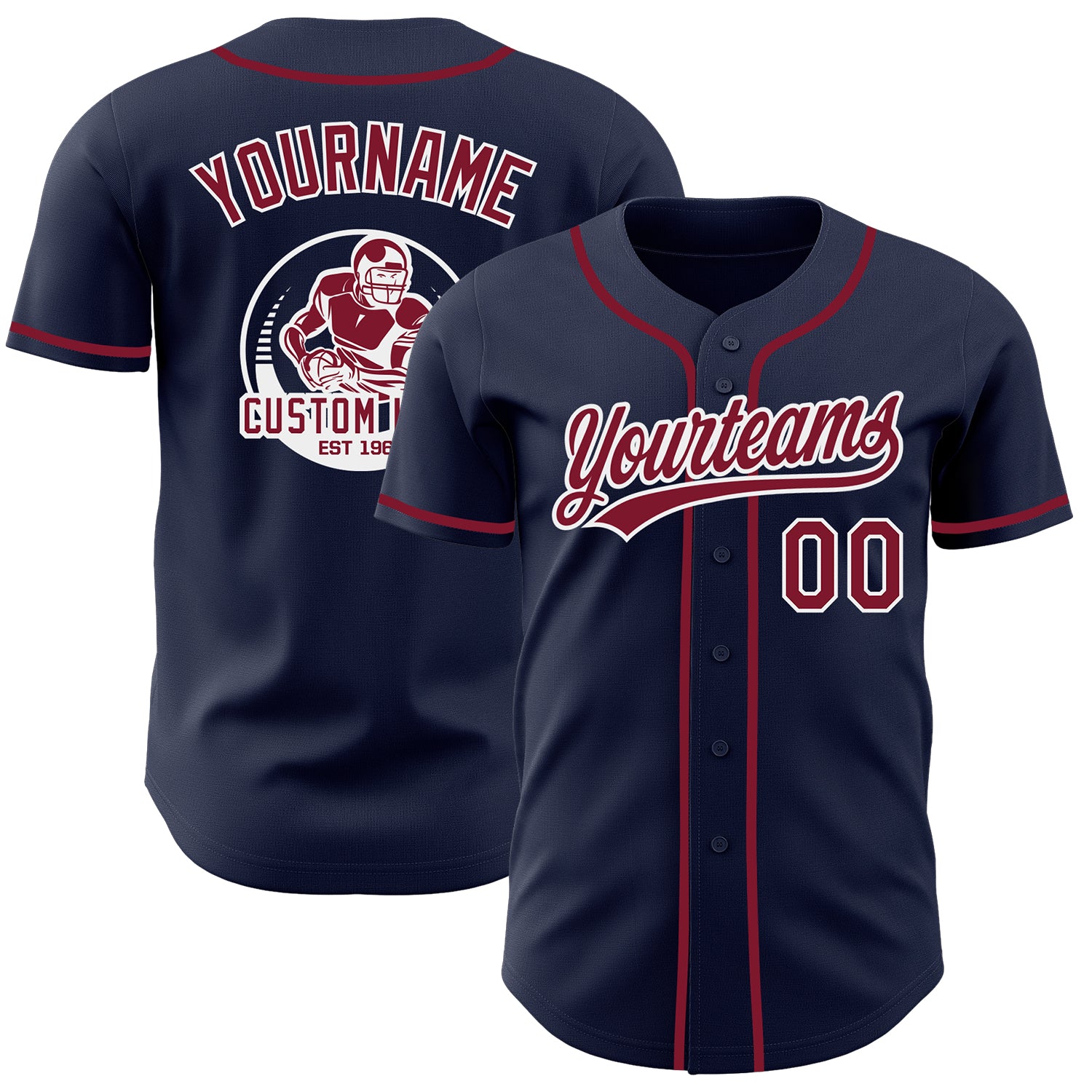 Custom Navy Crimson-White Authentic Baseball Jersey