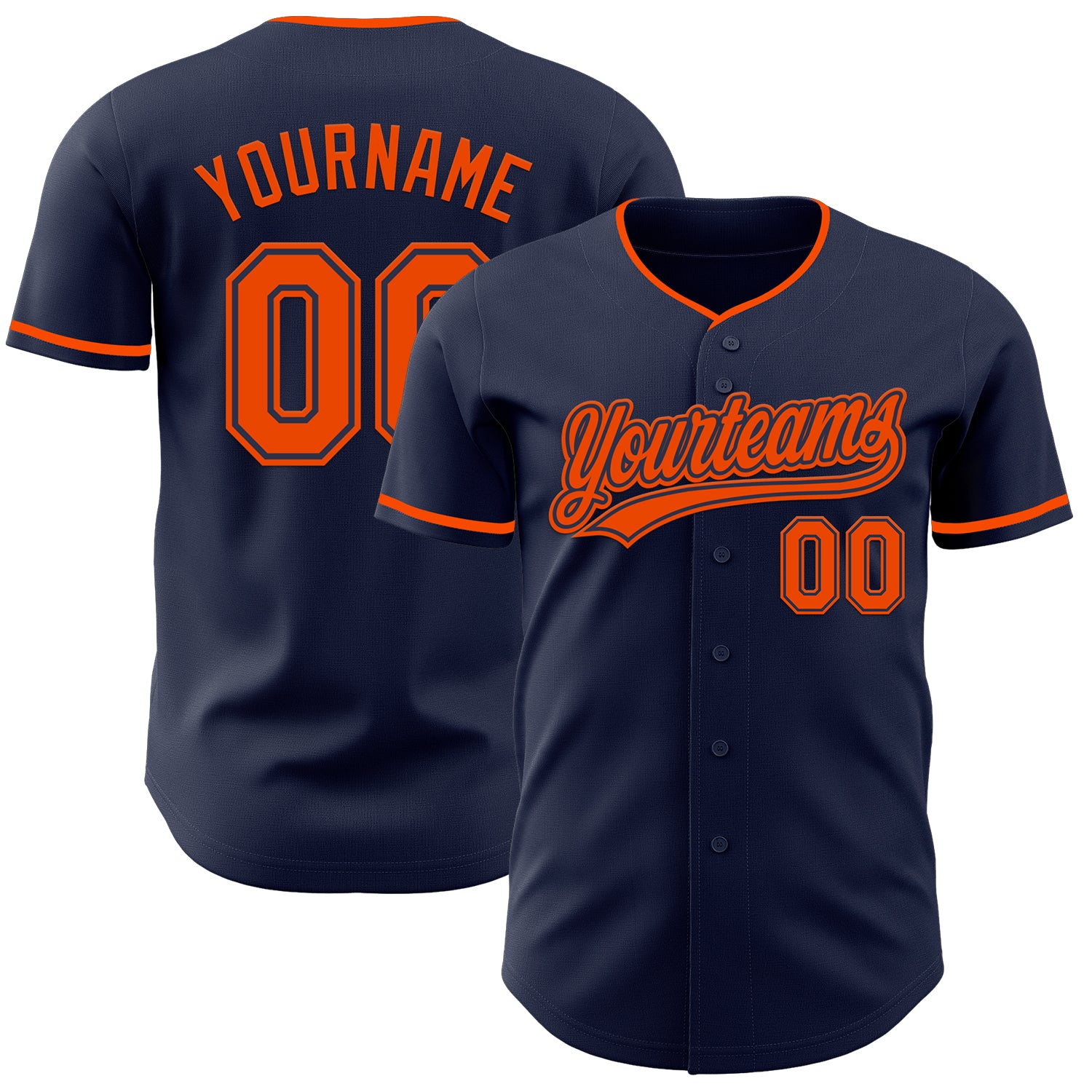 Custom Navy Orange Authentic Baseball Jersey