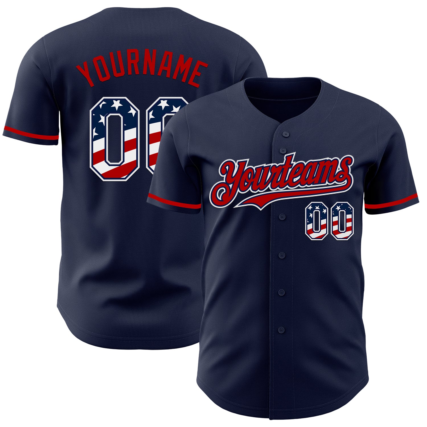 Custom Navy USA Flag White-Red Authentic Baseball Jersey