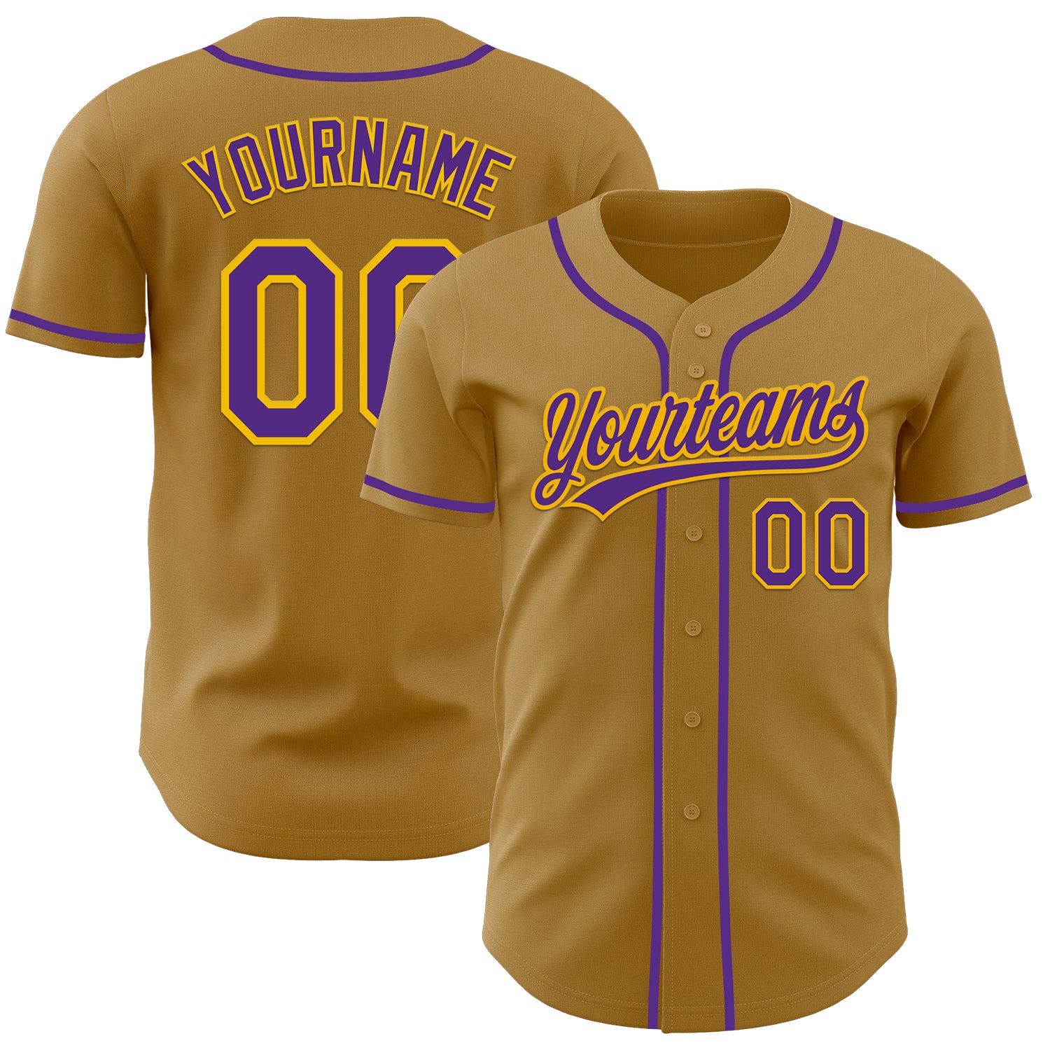Custom Old Gold Purple-Gold Authentic Baseball Jersey