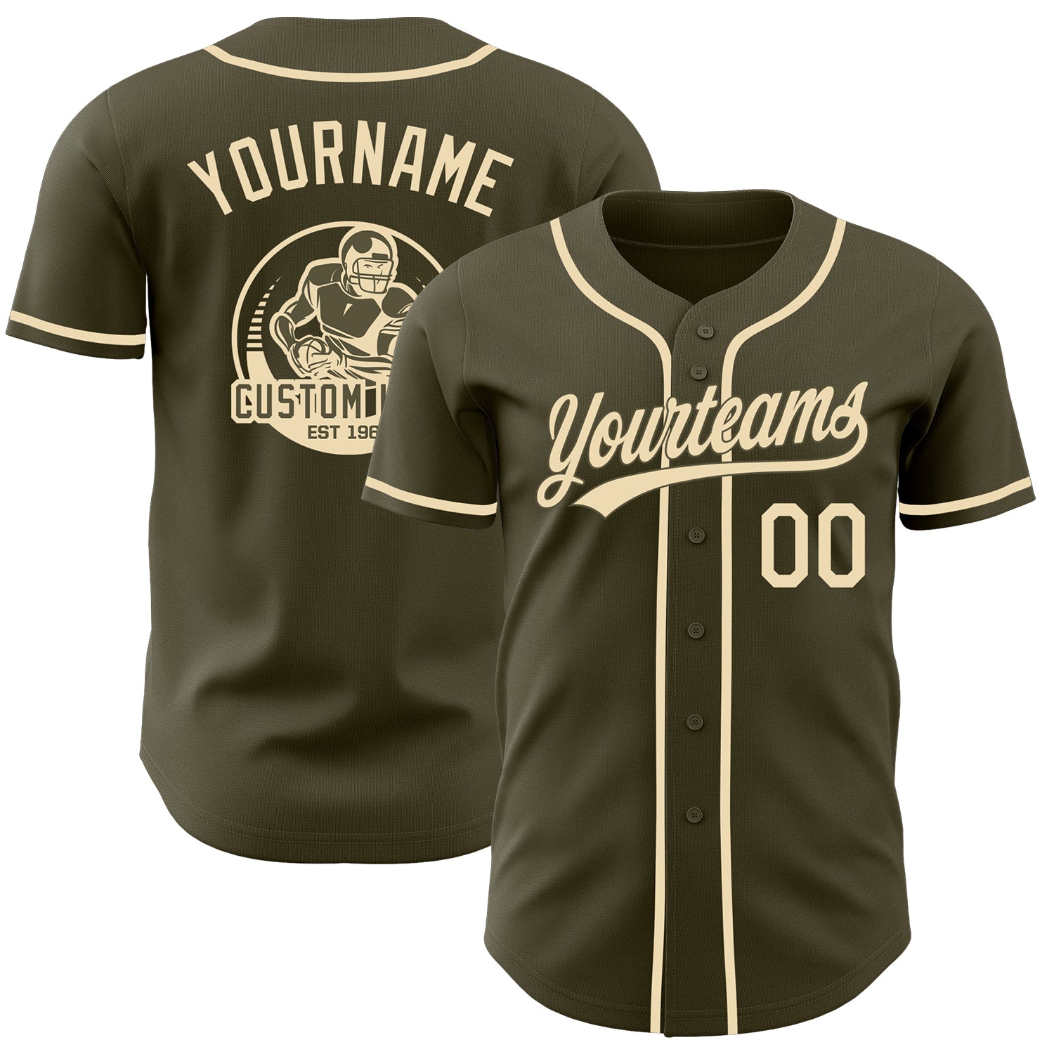 Custom Olive-Cream Authentic Baseball Jersey