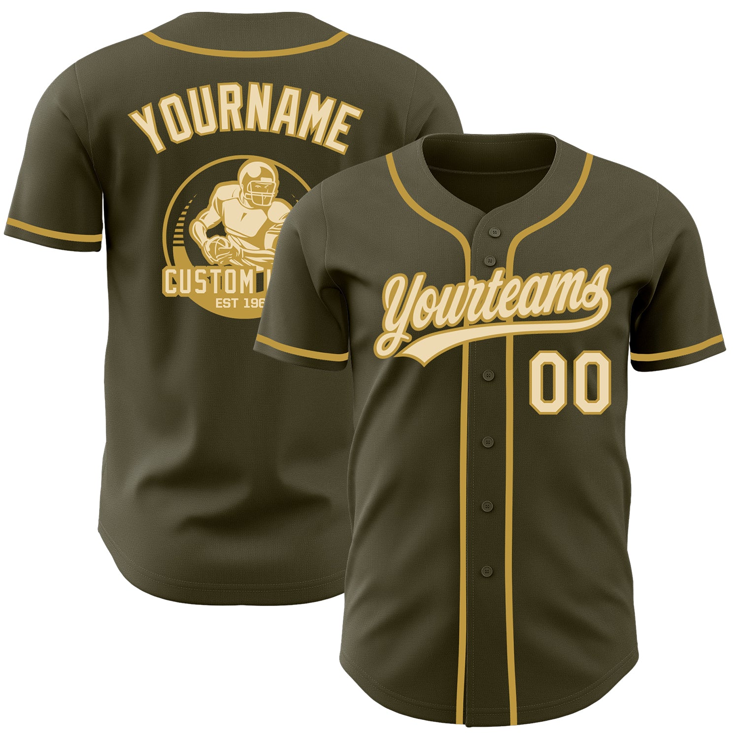 Custom Olive Cream-Old Gold Authentic Baseball Jersey