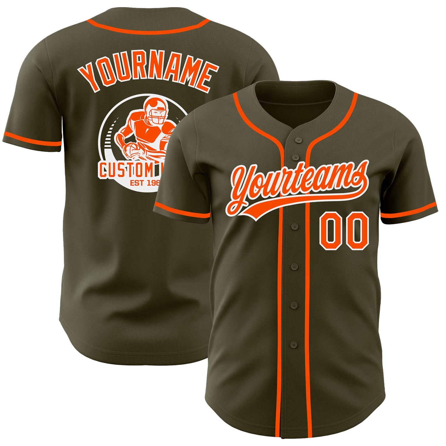 Custom Olive Orange-White Authentic Baseball Jersey