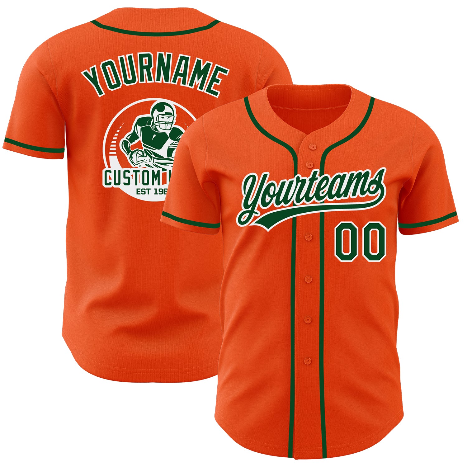 Custom Orange Green-White Authentic Baseball Jersey