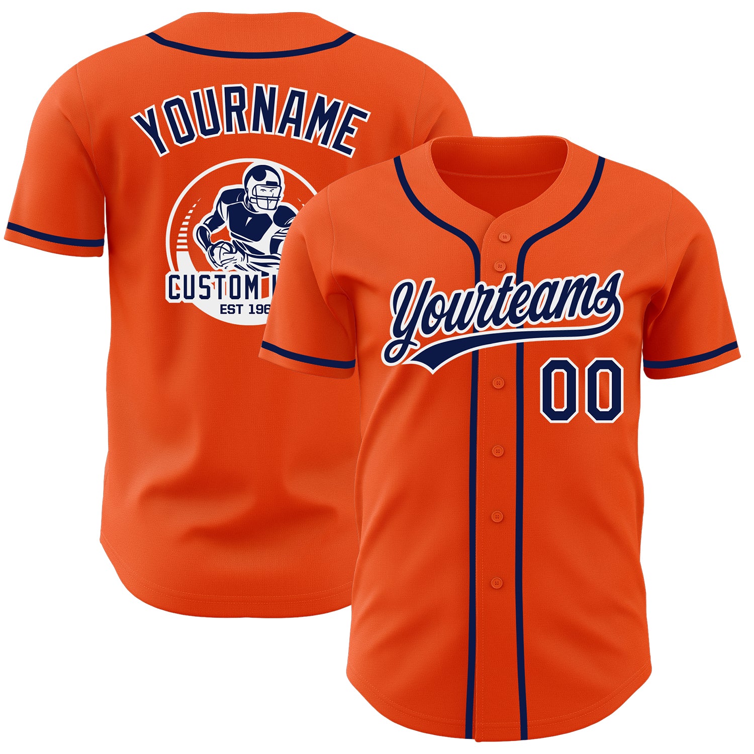 Custom Orange Navy-White Authentic Baseball Jersey