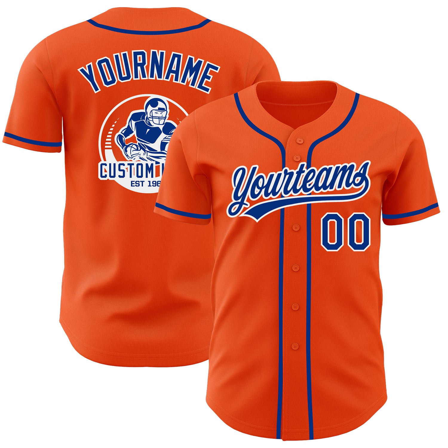 Custom Orange Royal-White Authentic Baseball Jersey