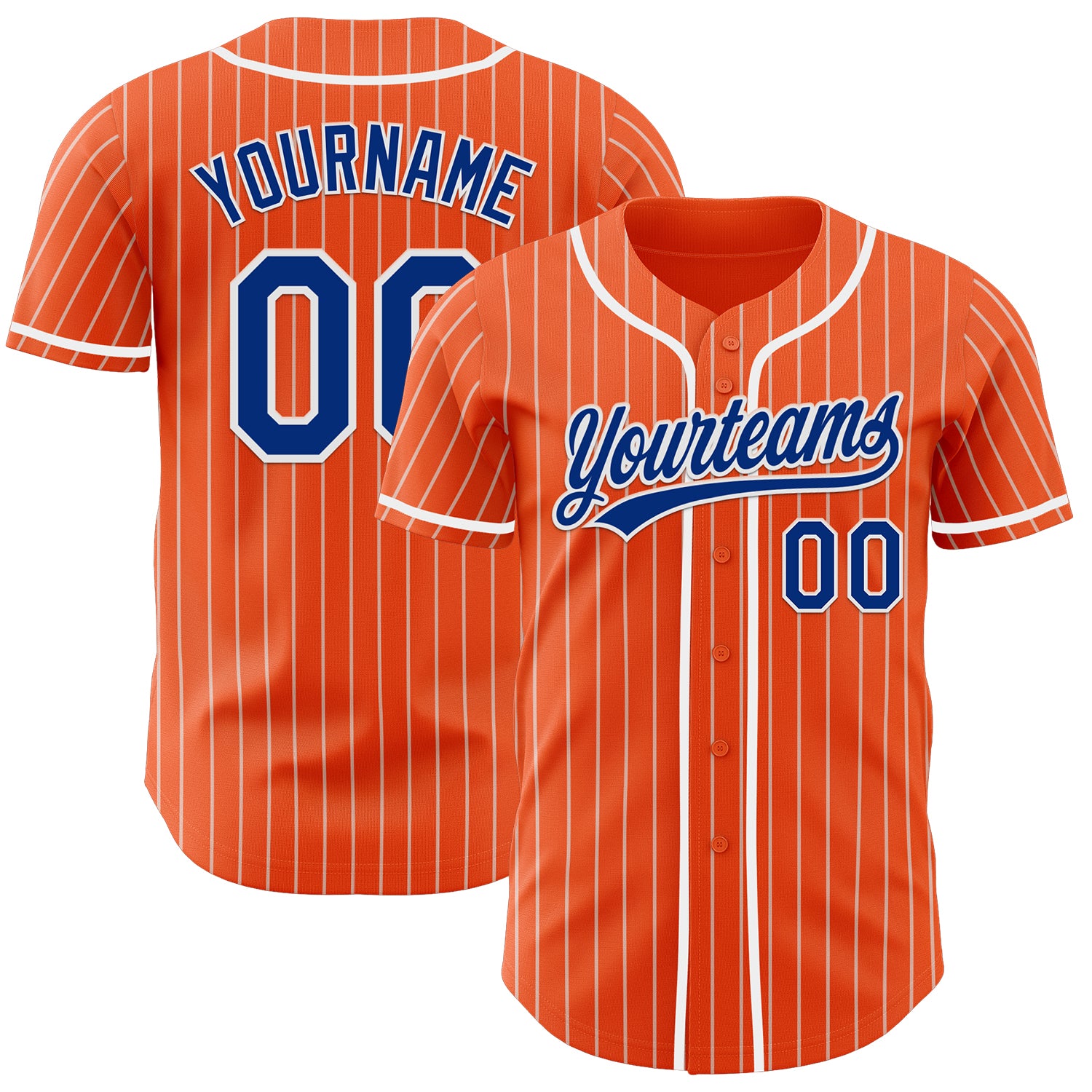 Custom Orange White Pinstripe Royal-White Authentic Baseball Jersey