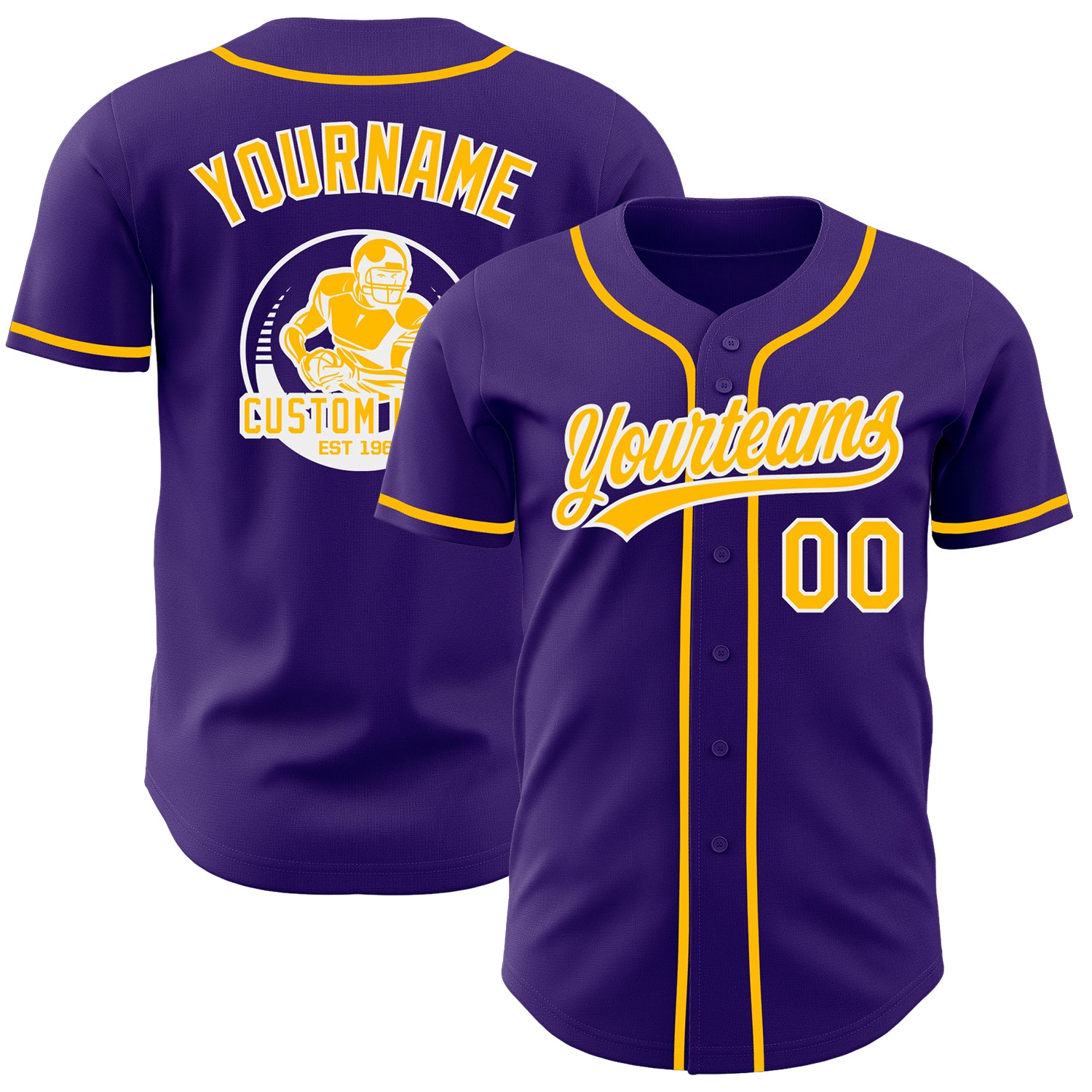 Custom Purple Gold-White Authentic Baseball Jersey