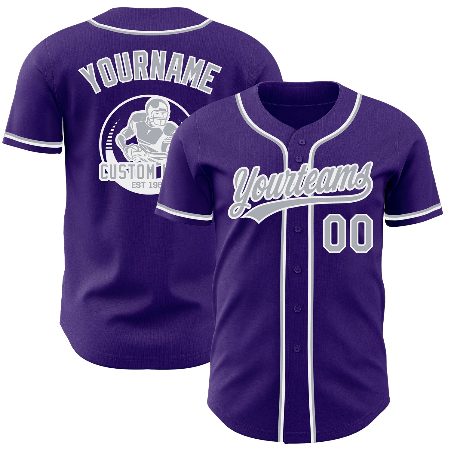 Custom Purple Gray-White Authentic Baseball Jersey