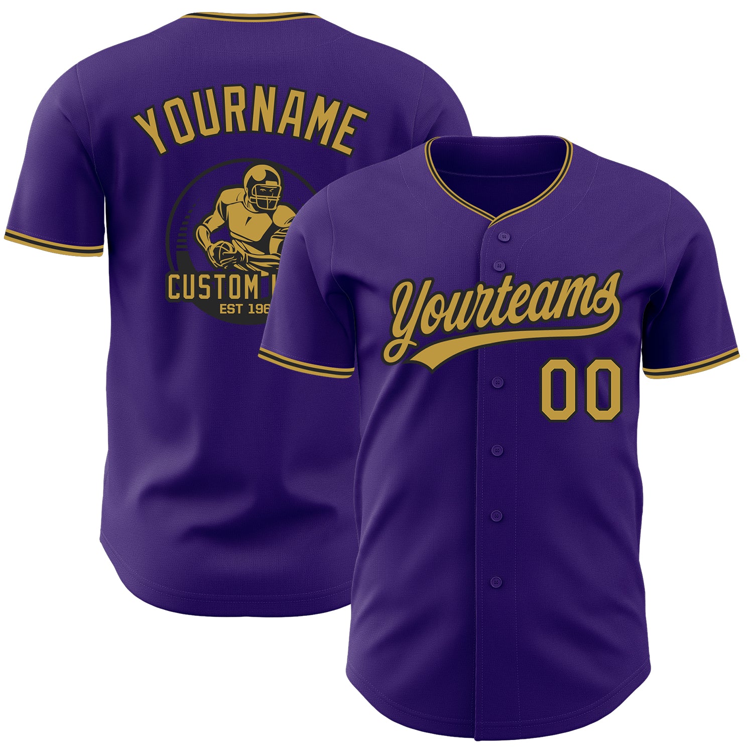 Custom Purple Old Gold-Black Authentic Baseball Jersey