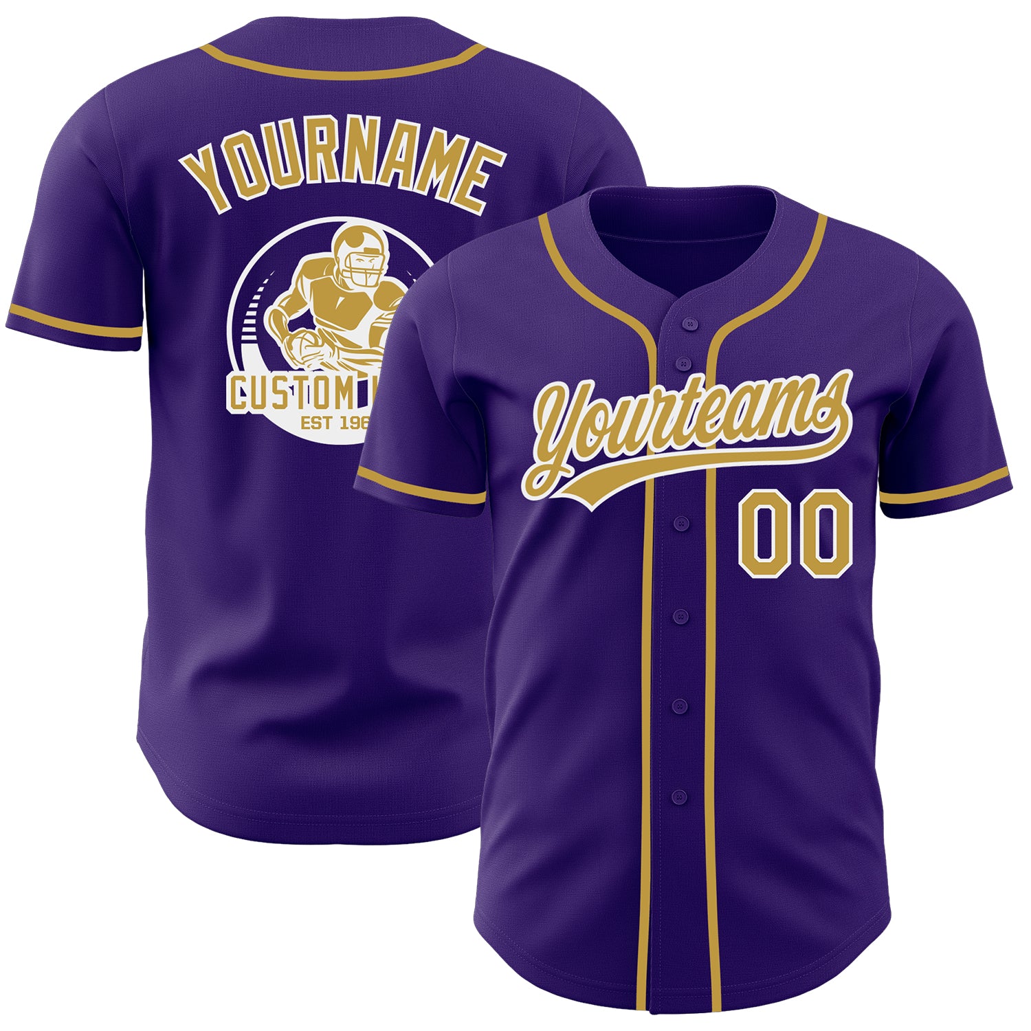 Custom Purple Old Gold-White Authentic Baseball Jersey