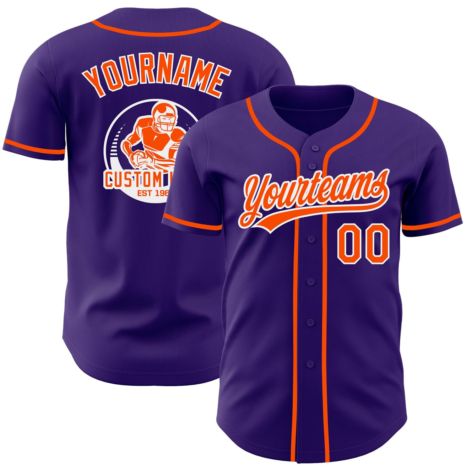 Custom Purple Orange-White Authentic Baseball Jersey