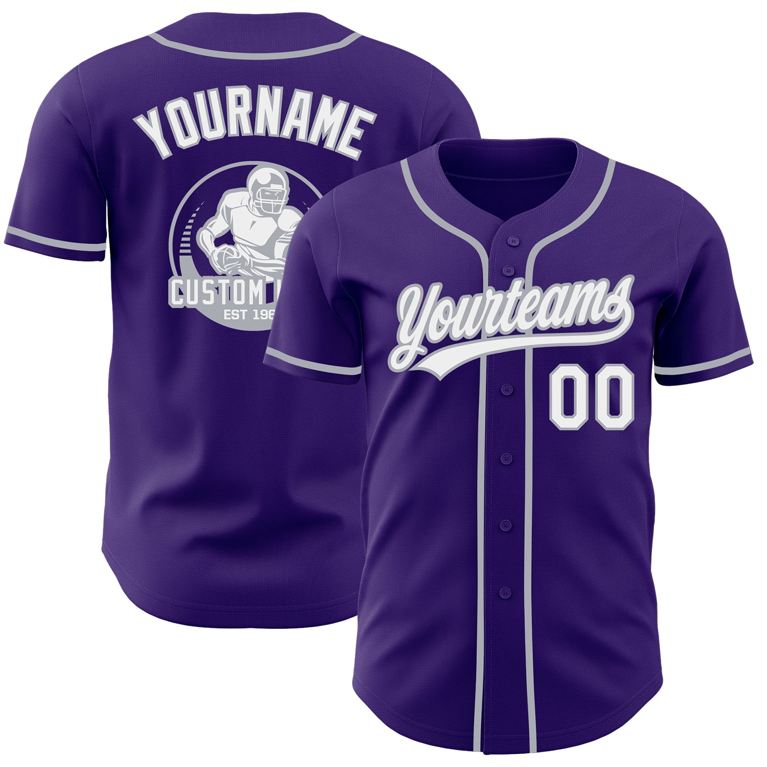 Custom Purple White-Gray Authentic Baseball Jersey
