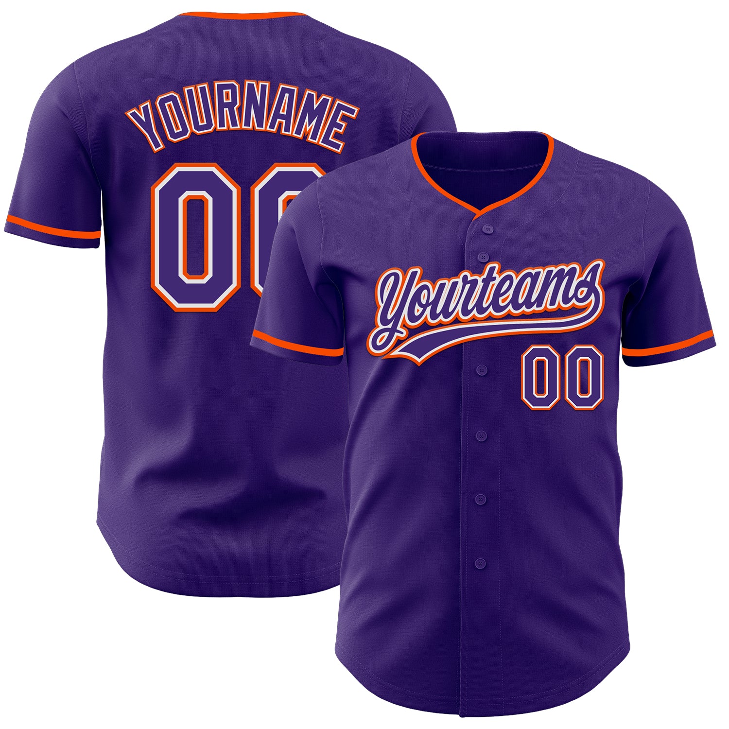 Custom Purple White-Orange Authentic Baseball Jersey