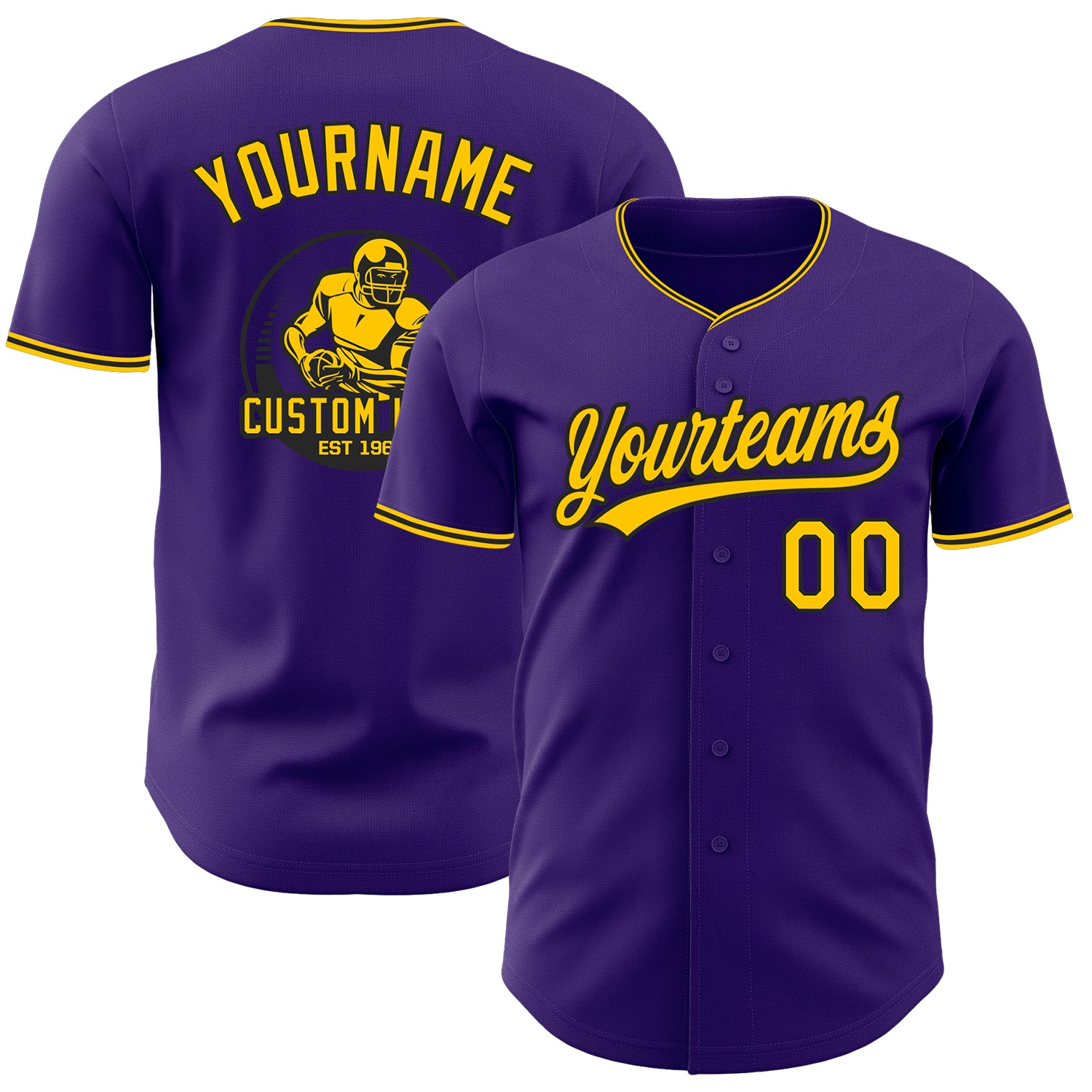 Custom Purple Yellow-Black Authentic Baseball Jersey