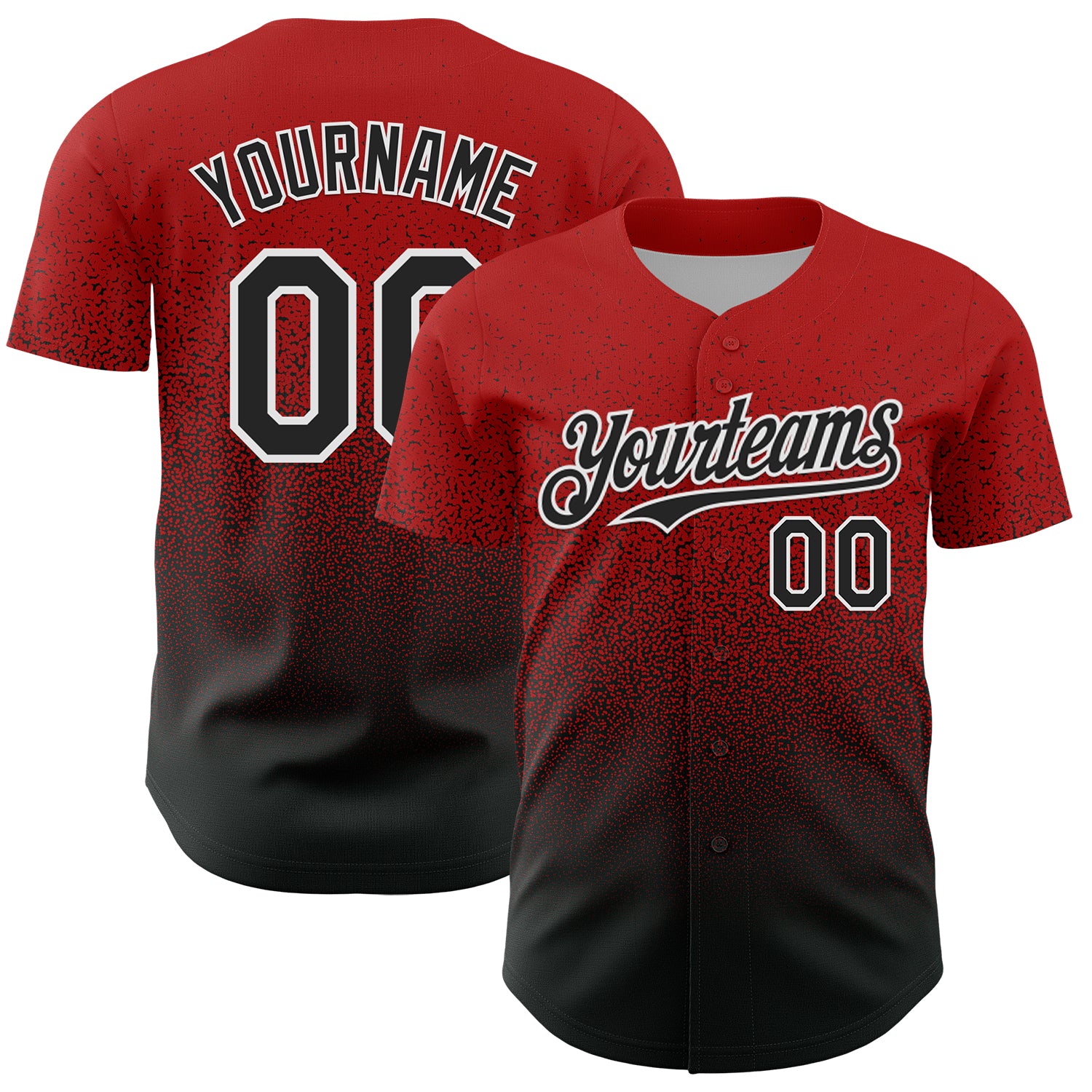 Custom Red Black-White Fade Fashion Speckle Authentic Baseball Jersey
