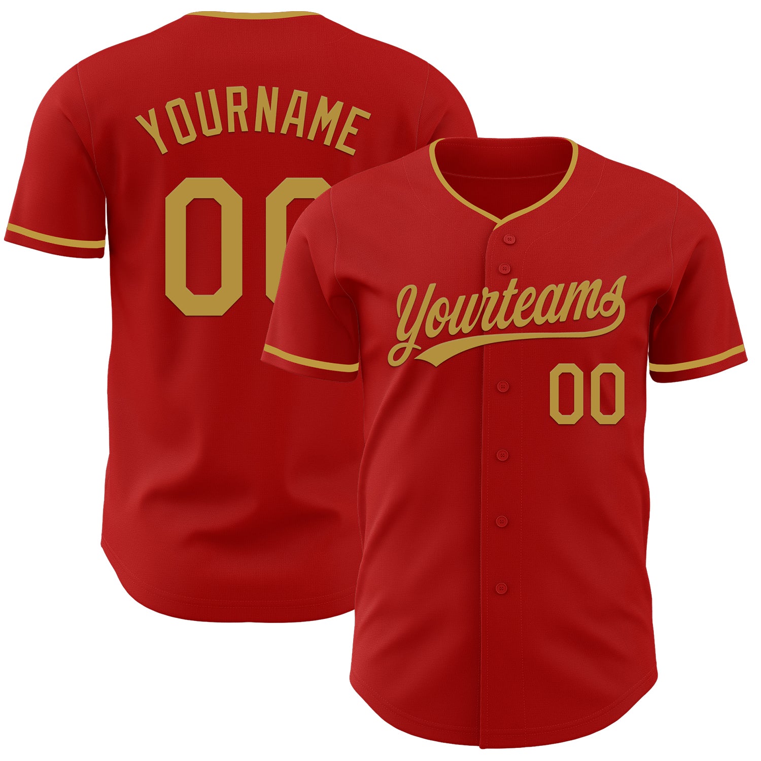 Custom Red Old Gold Authentic Baseball Jersey