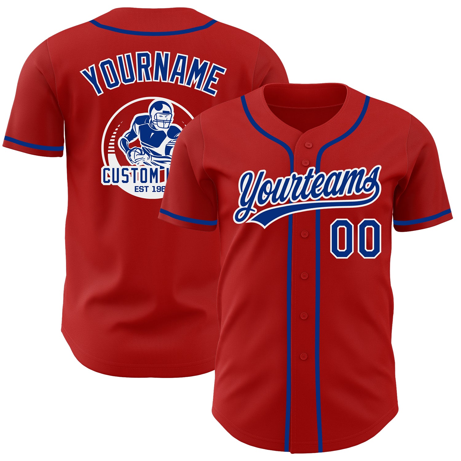 Custom Red Royal-White Authentic Baseball Jersey