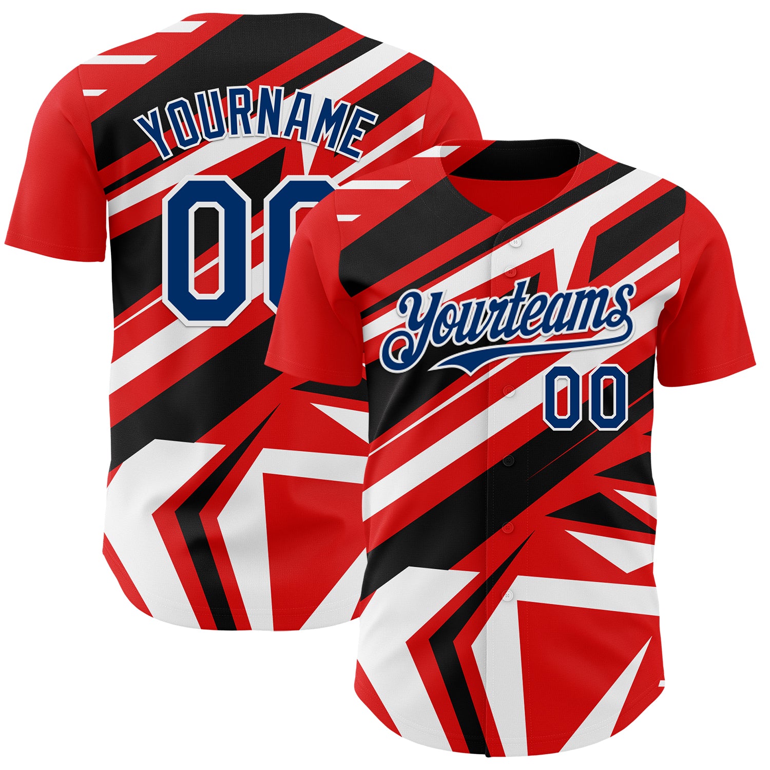 Custom Red USA Navy Blue White-Black 3D Pattern Design Car Racing Formula Auto Motorsport Authentic Baseball Jersey