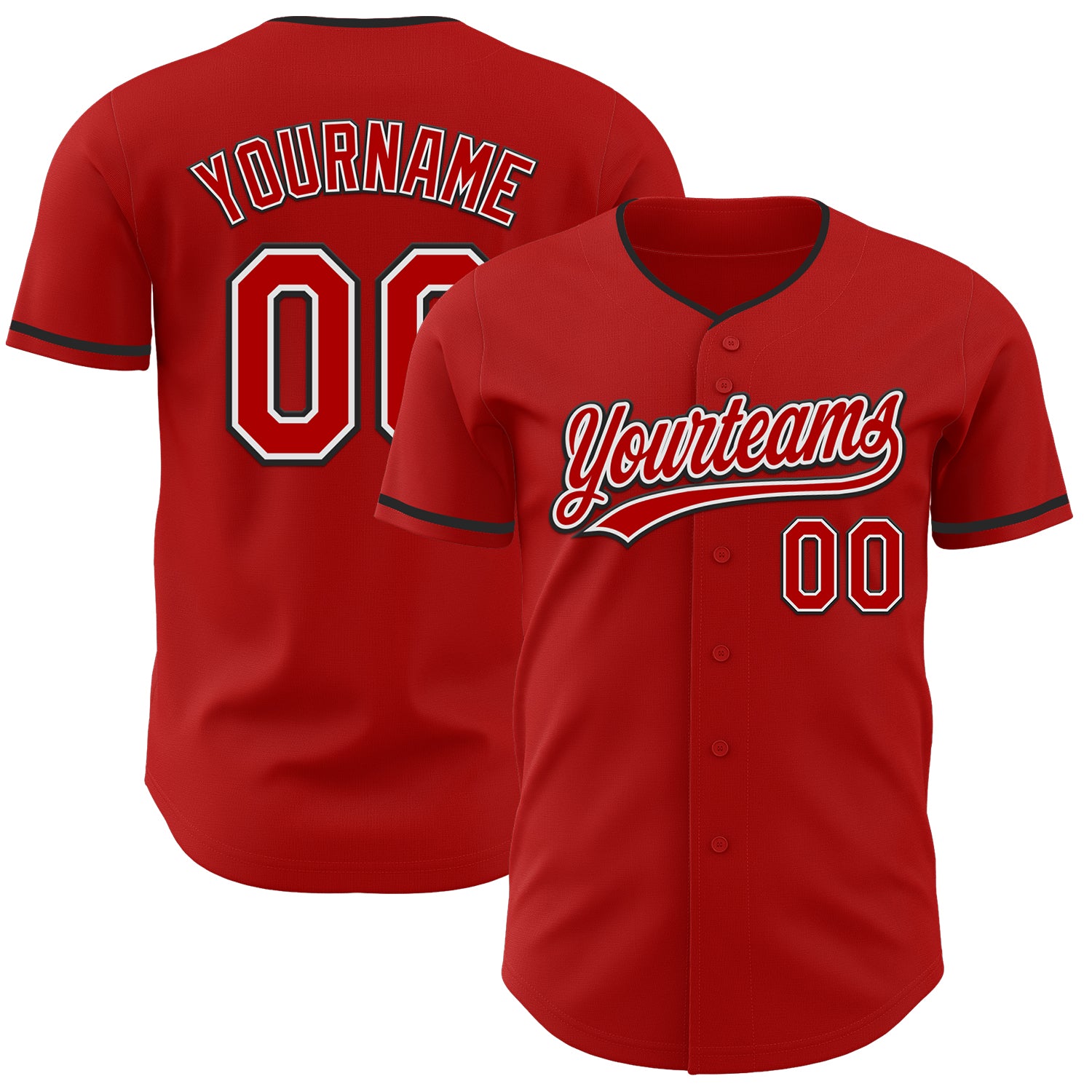 Custom Red White-Black Authentic Baseball Jersey