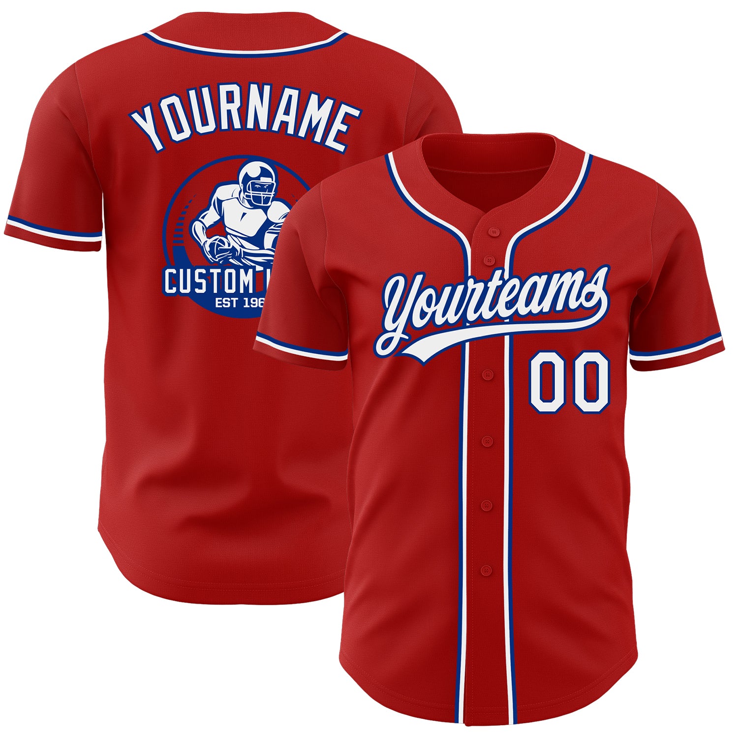 Custom Red White-Royal Authentic Baseball Jersey