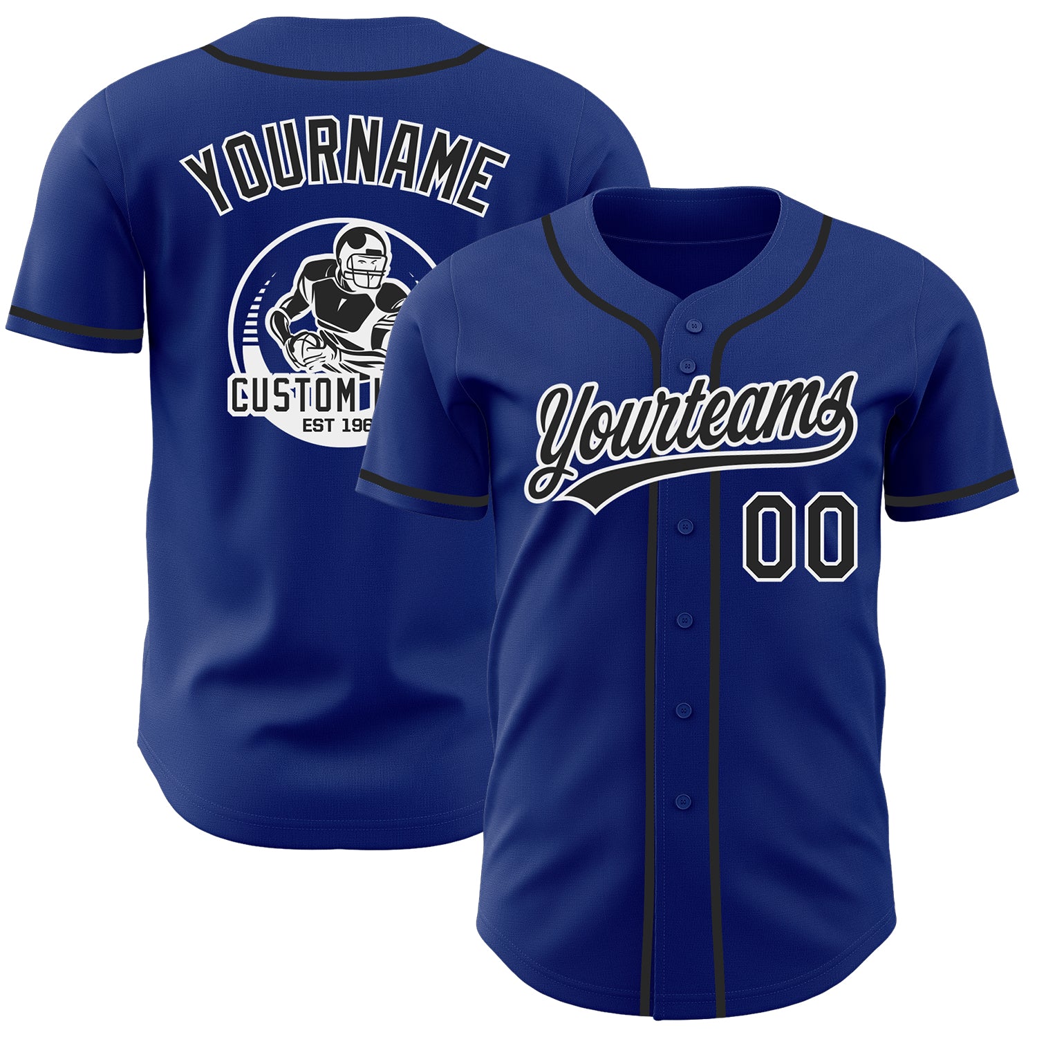 Custom Royal Black-White Authentic Baseball Jersey