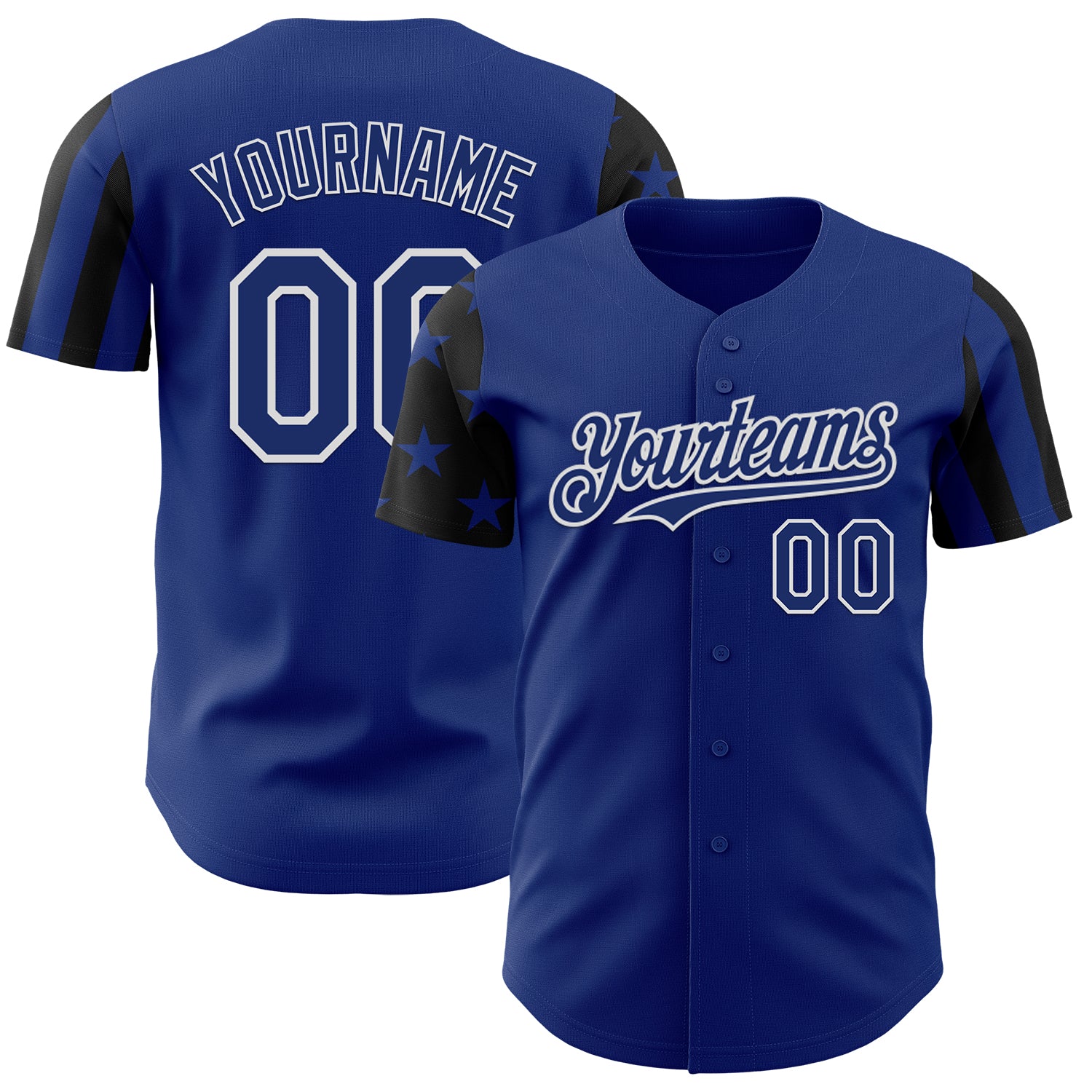 Custom Royal Black-White Two Tone USA Flag Sleeves Stars and Stripes Authentic Baseball Jersey
