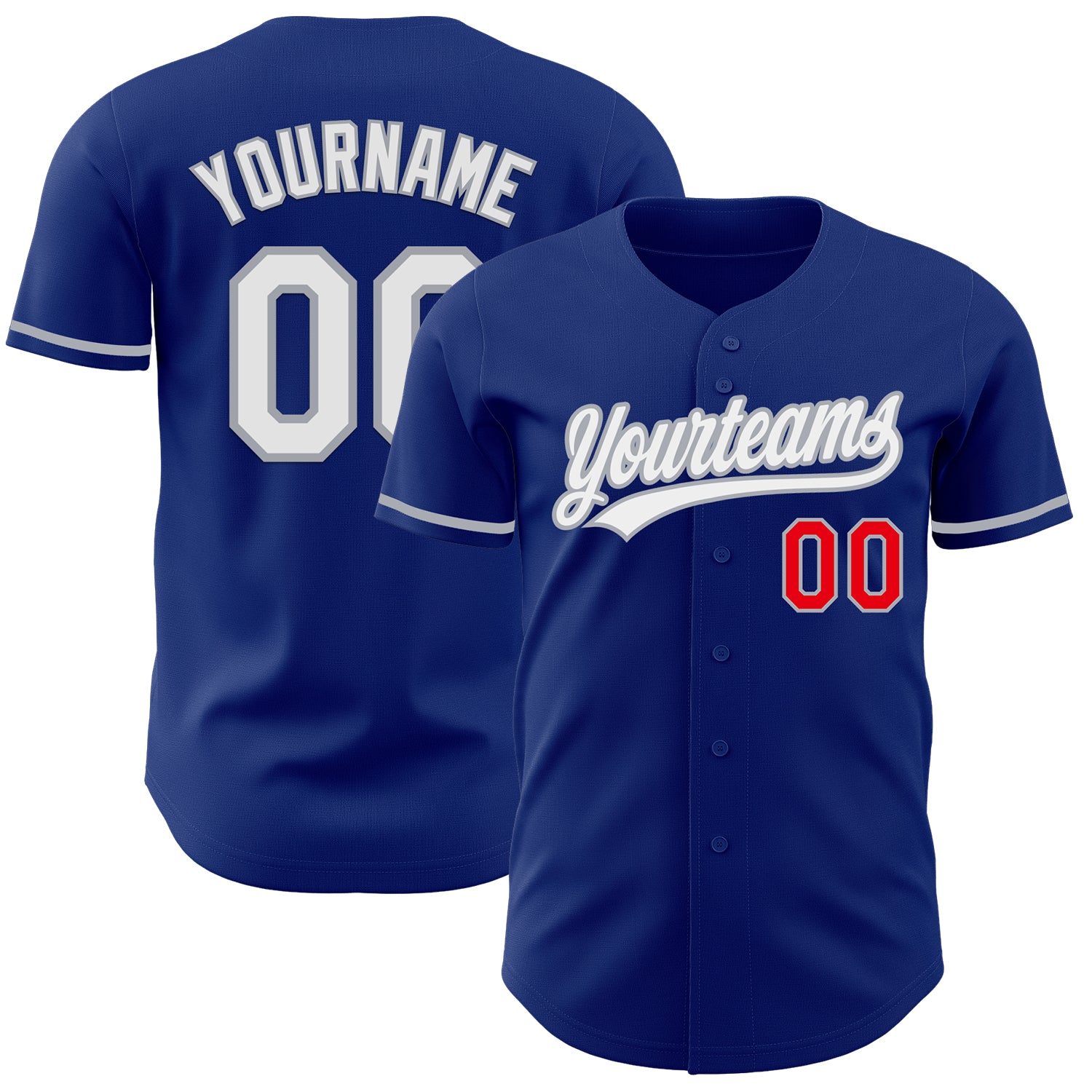 Custom Royal Fire Red White-Gray Authentic Baseball Jersey