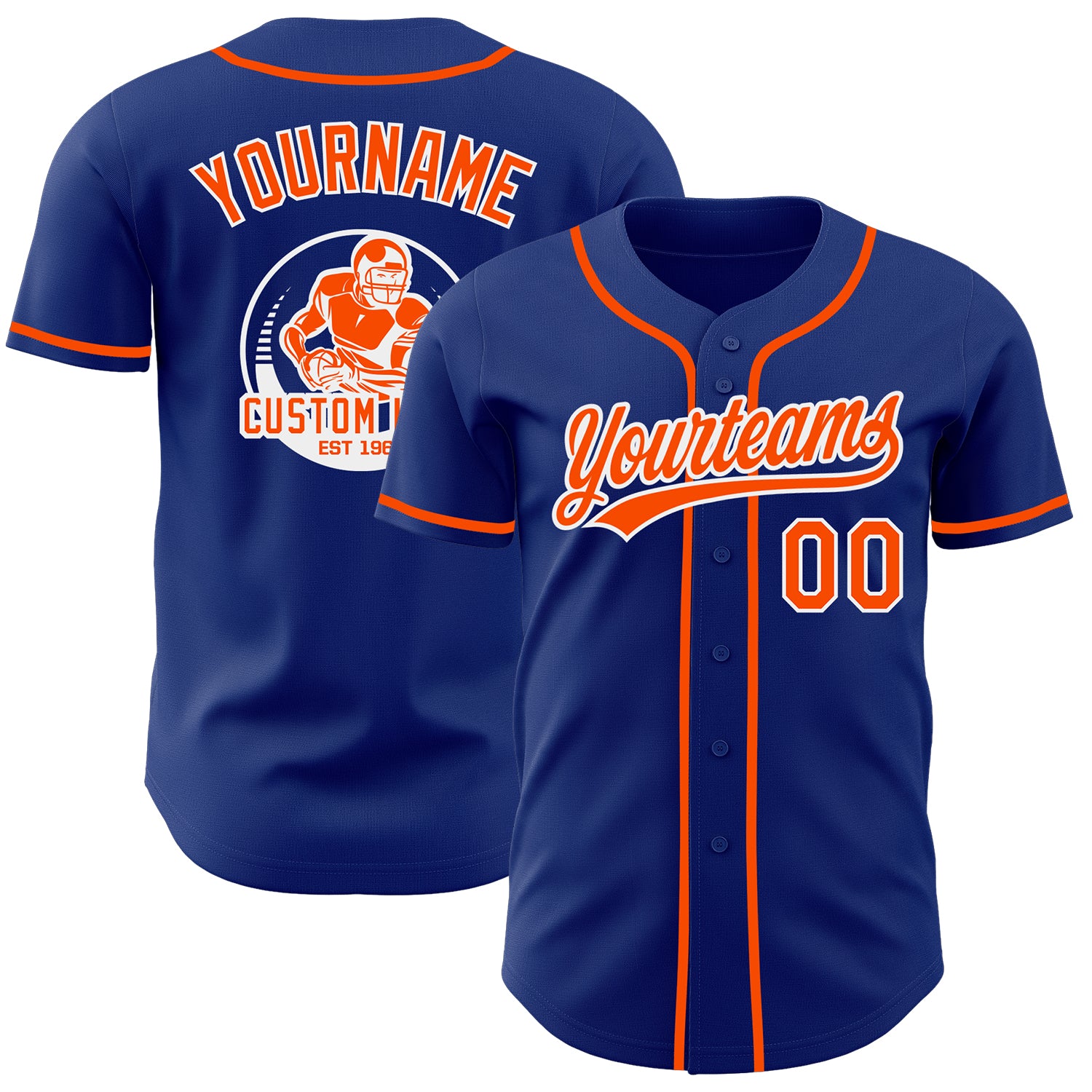 Custom Royal Orange-White Authentic Baseball Jersey