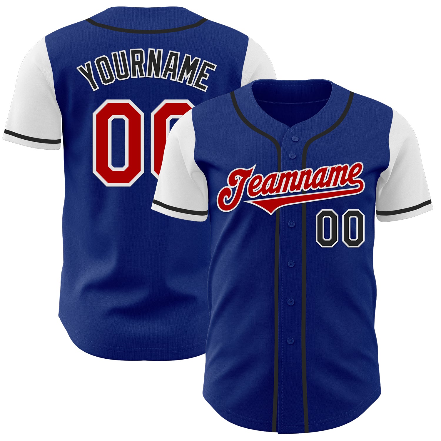 Custom Royal Red Black-White Two Tone Authentic Baseball Jersey