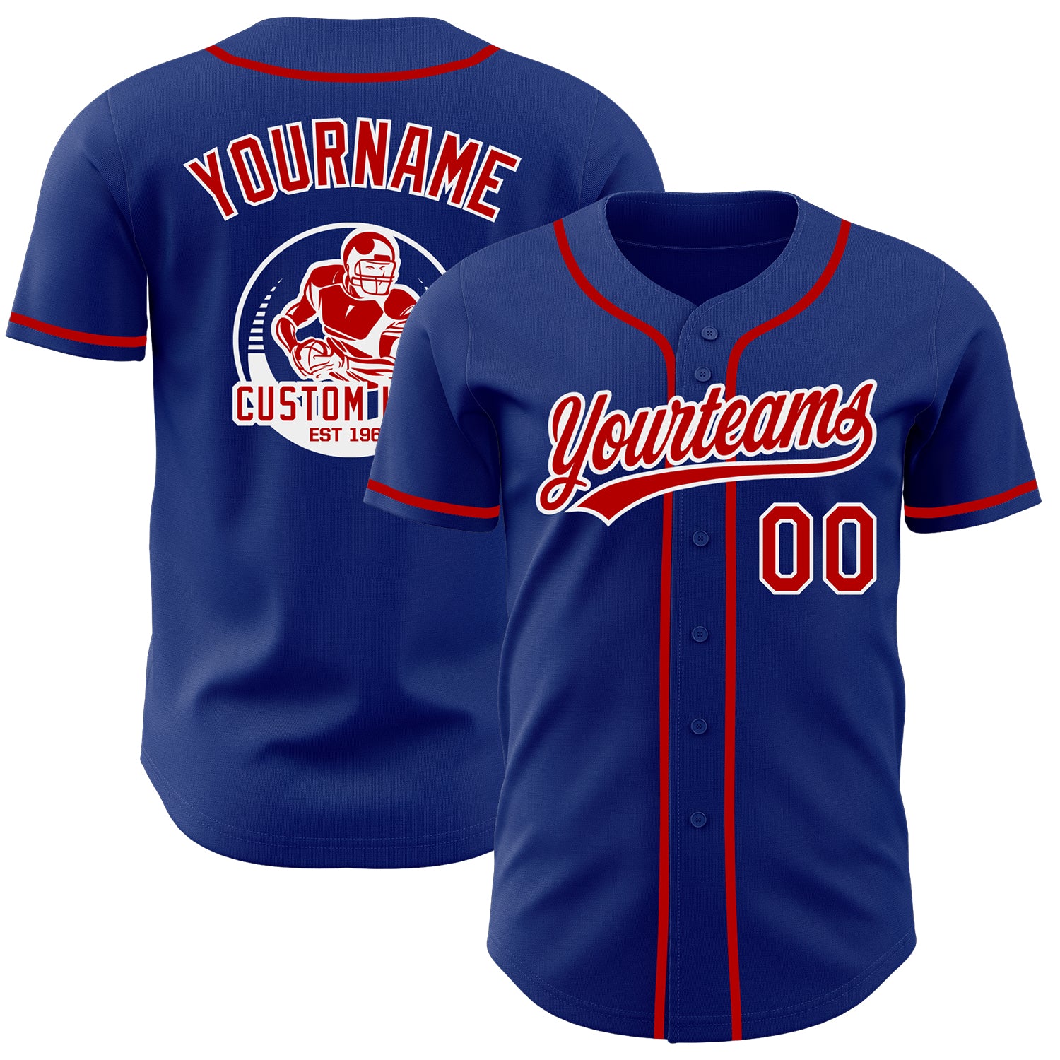 Custom Royal Red-White Authentic Baseball Jersey