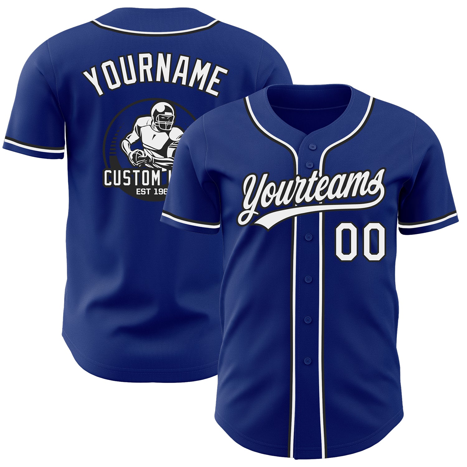 Custom Royal White-Black Authentic Baseball Jersey