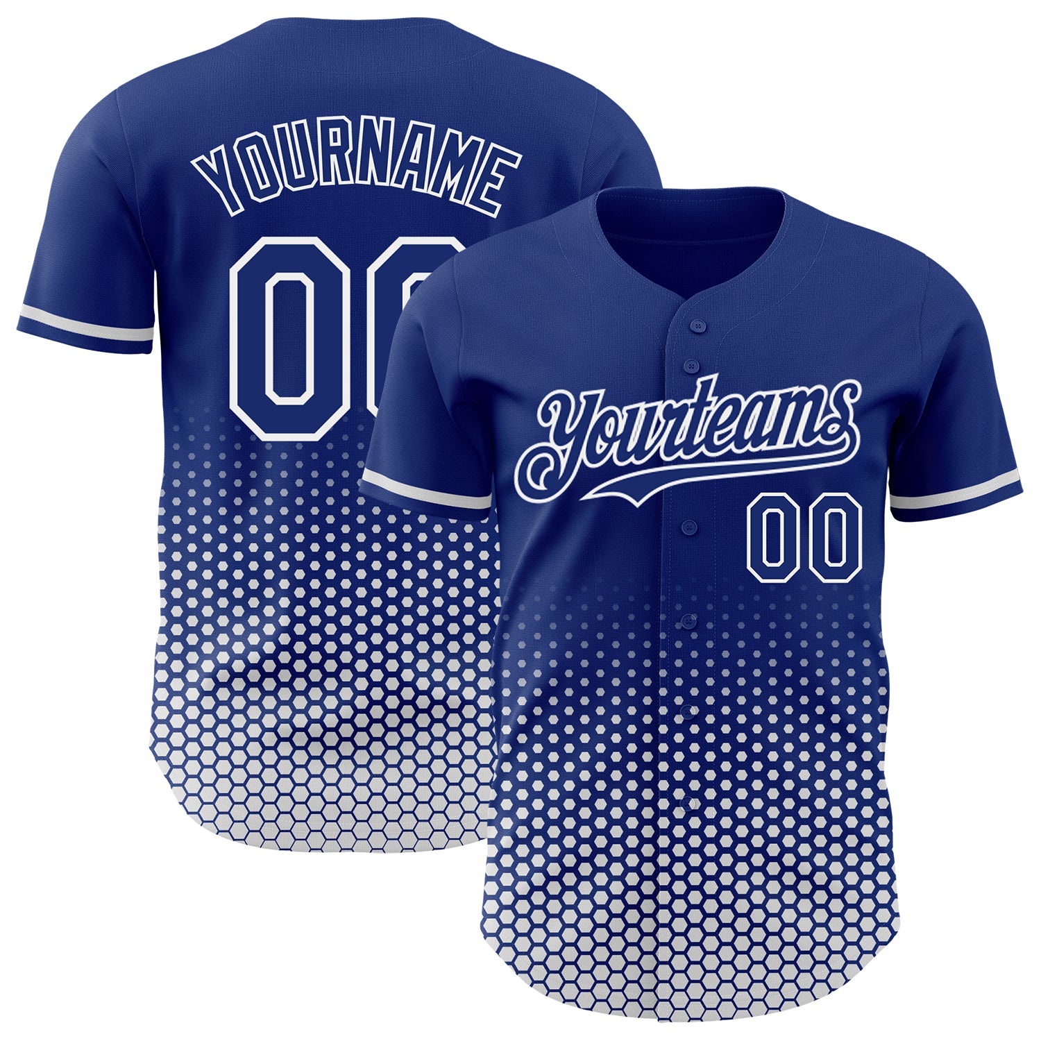 Custom Royal-White Geometric Hexagonal Dot Gradient Authentic Baseball Jersey