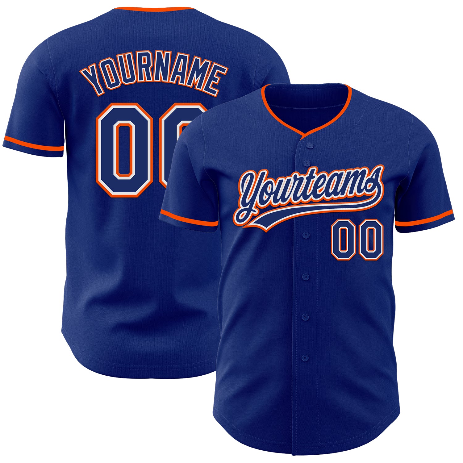 Custom Royal White-Orange Authentic Baseball Jersey