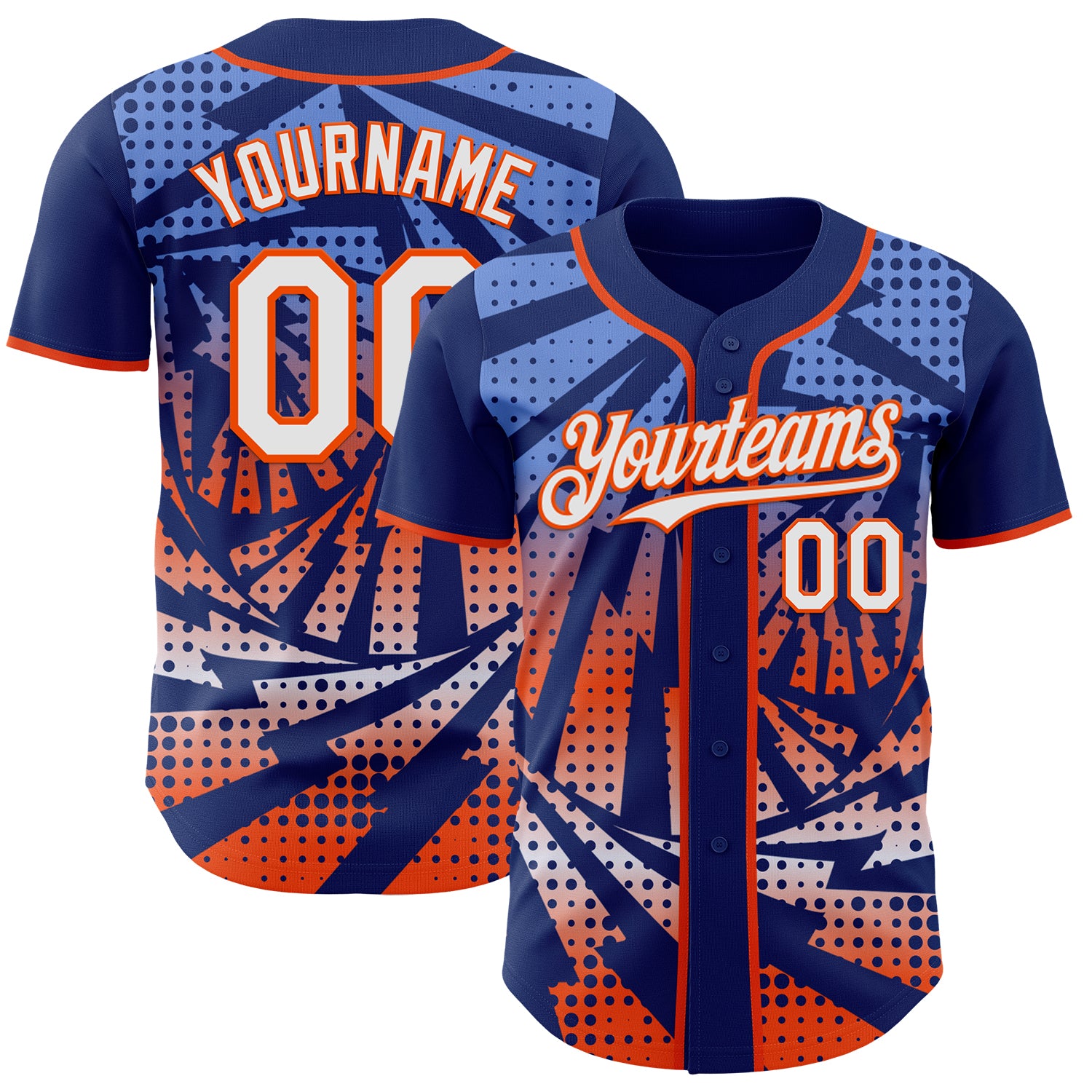 Custom Royal White-Orange Lightning Gradient Dot Authentic Baseball Jersey