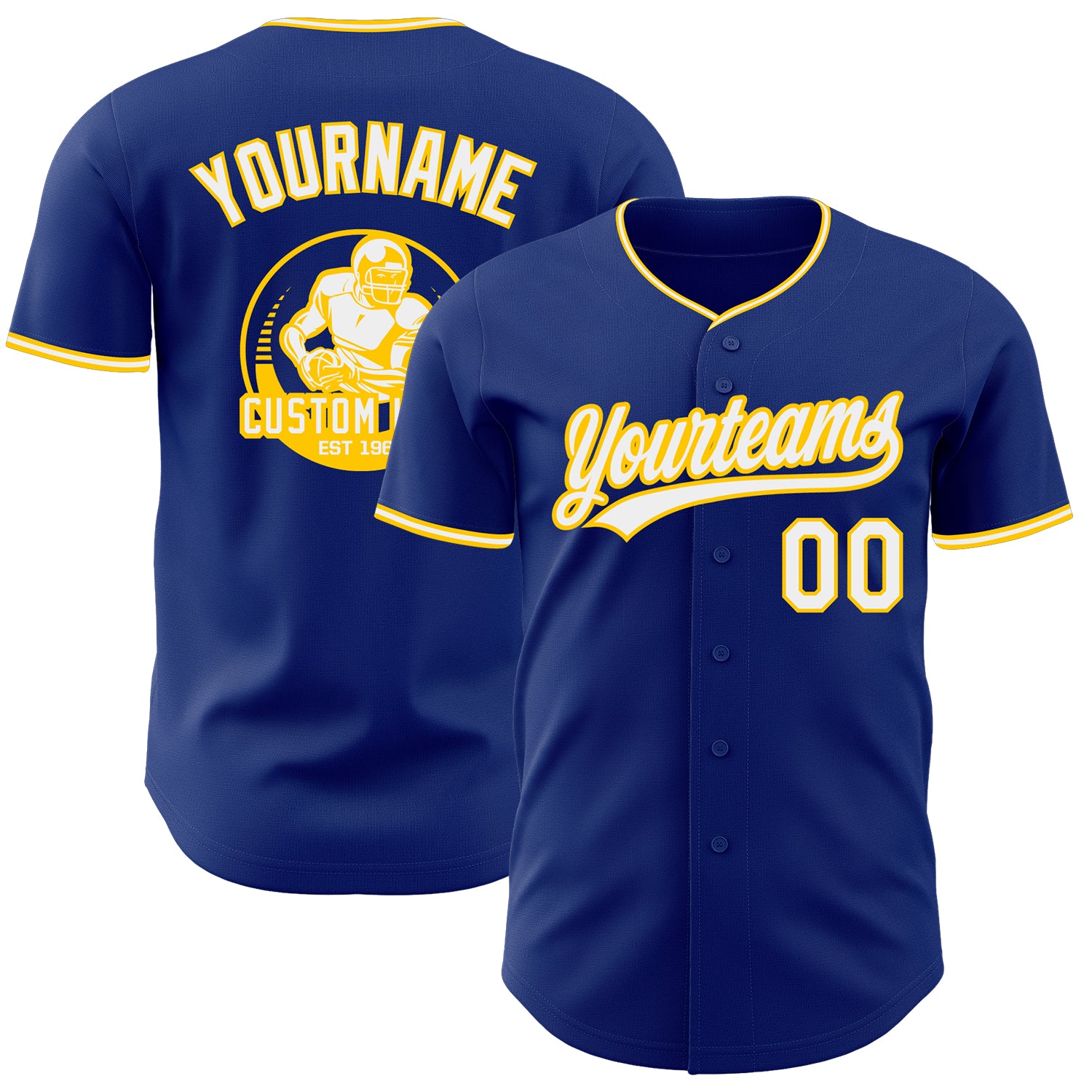 Custom Royal White-Yellow Authentic Baseball Jersey
