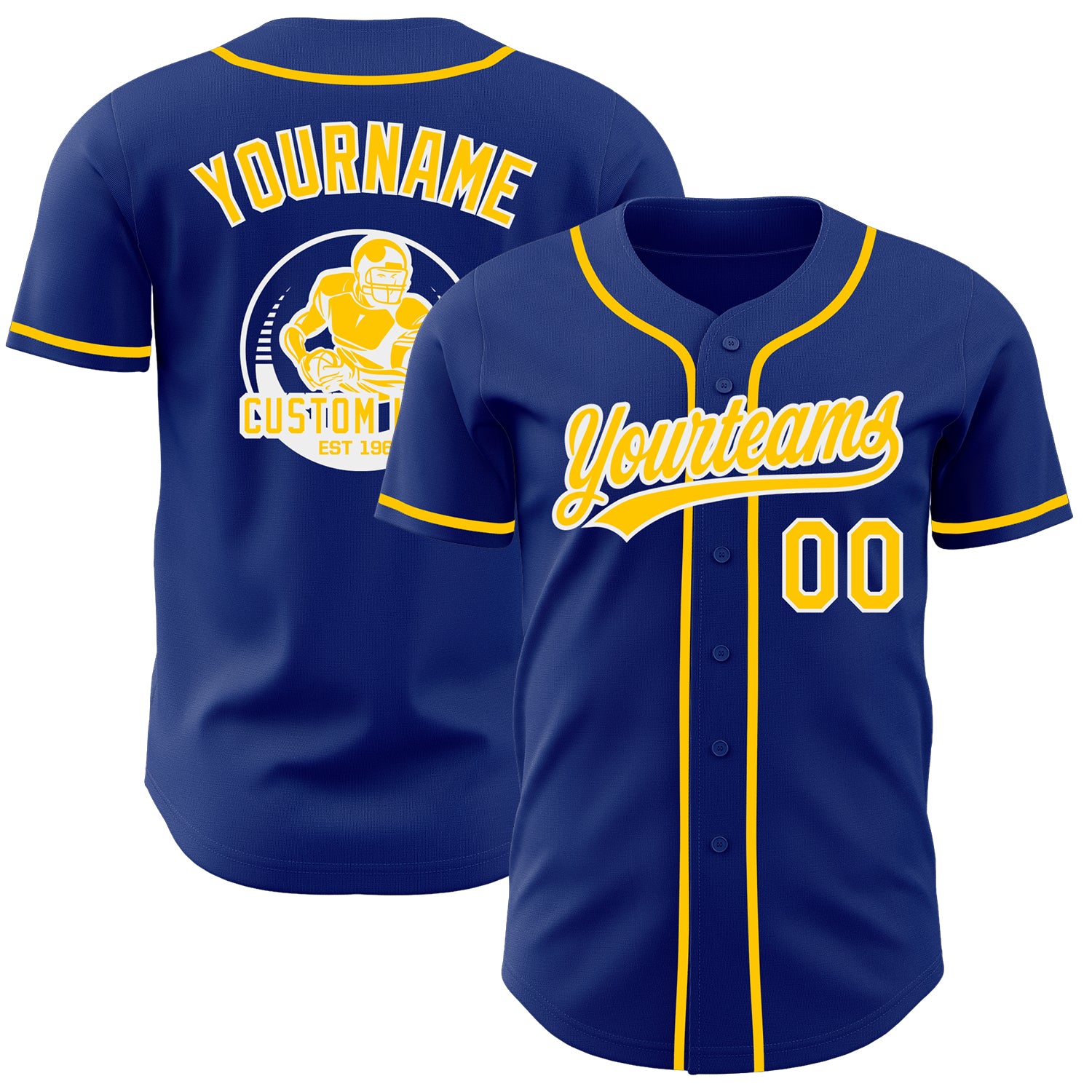 Custom Royal Yellow-White Authentic Baseball Jersey