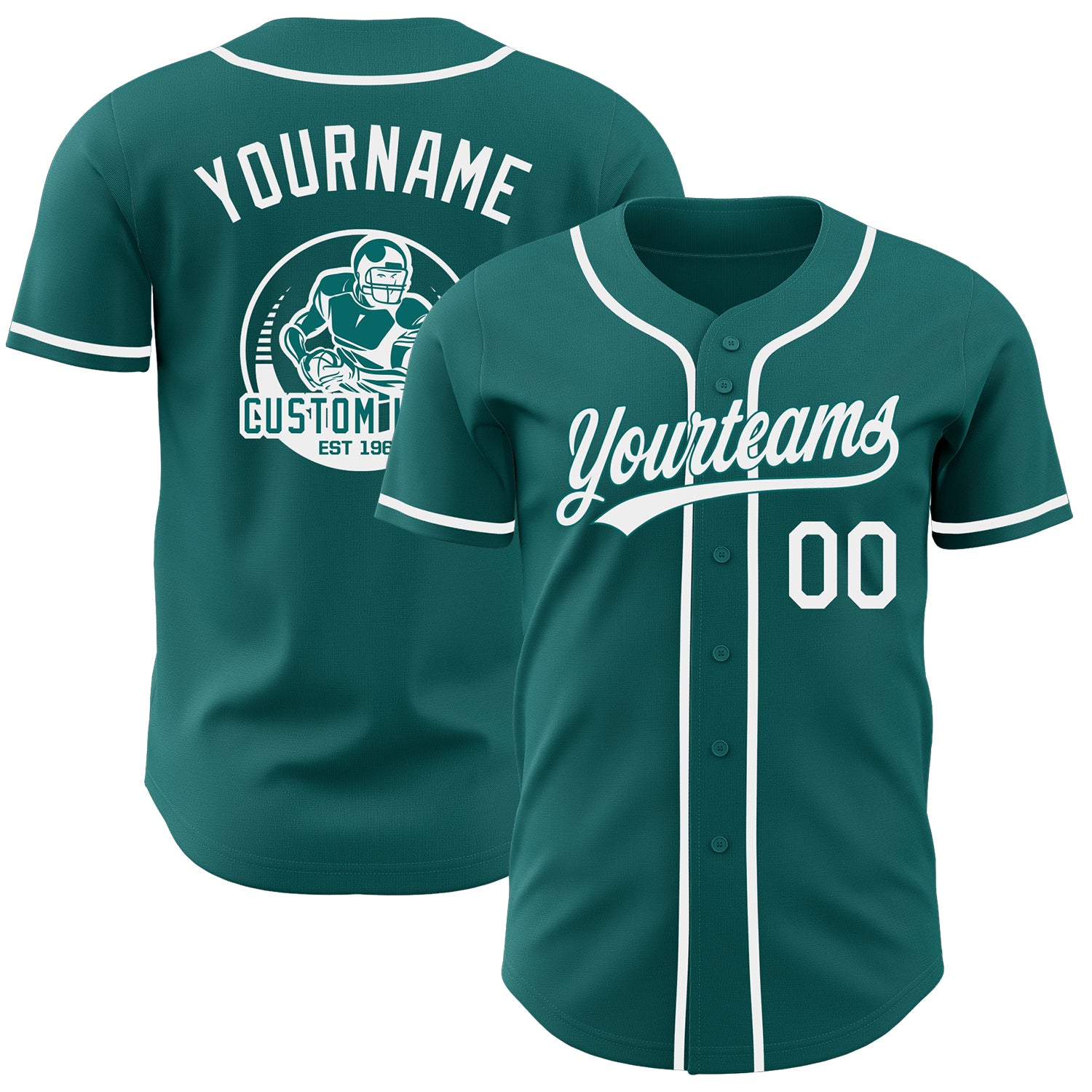 Custom Teal-White Authentic Baseball Jersey