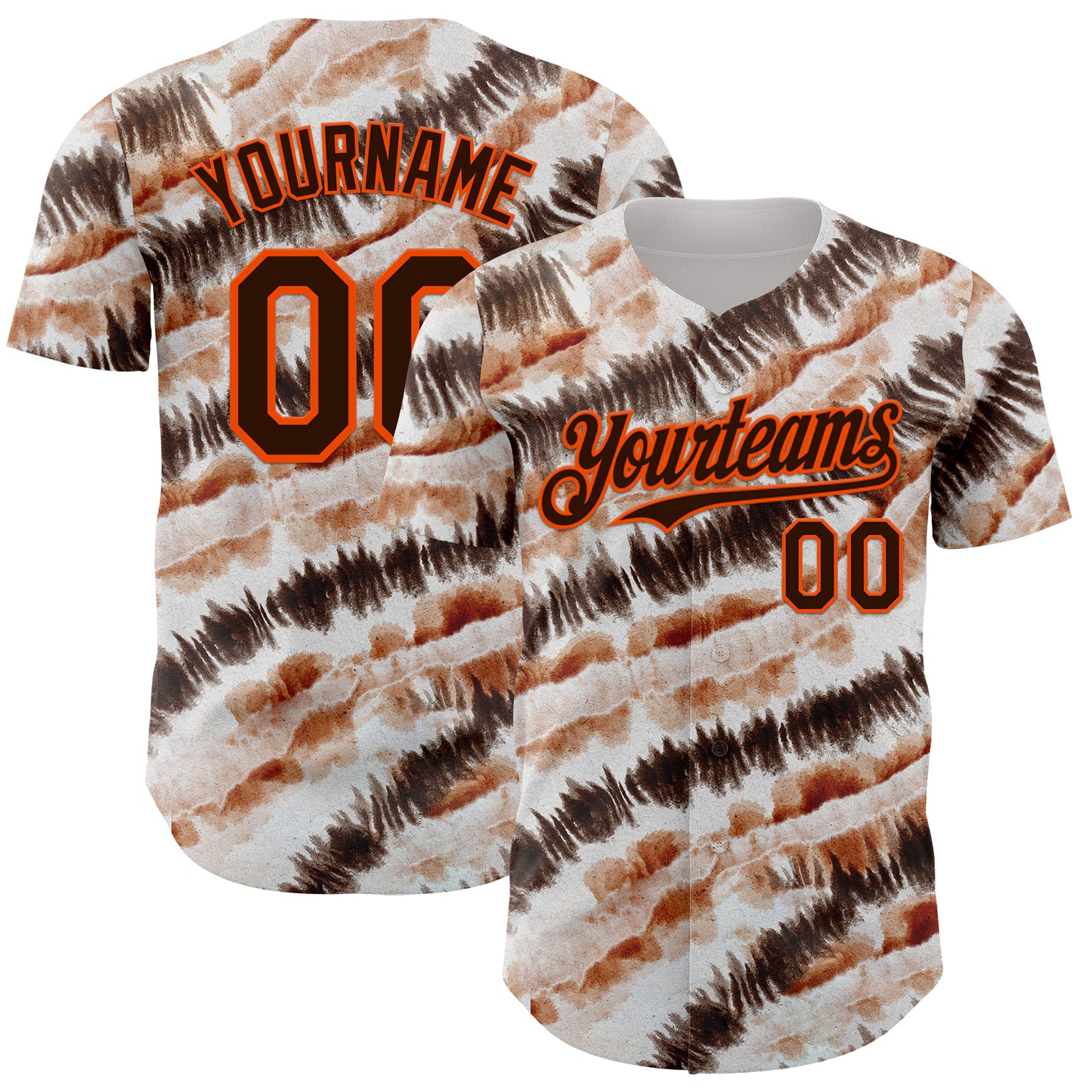 Custom Tie Dye Brown-Orange Shibori Pattern Authentic Baseball Jersey