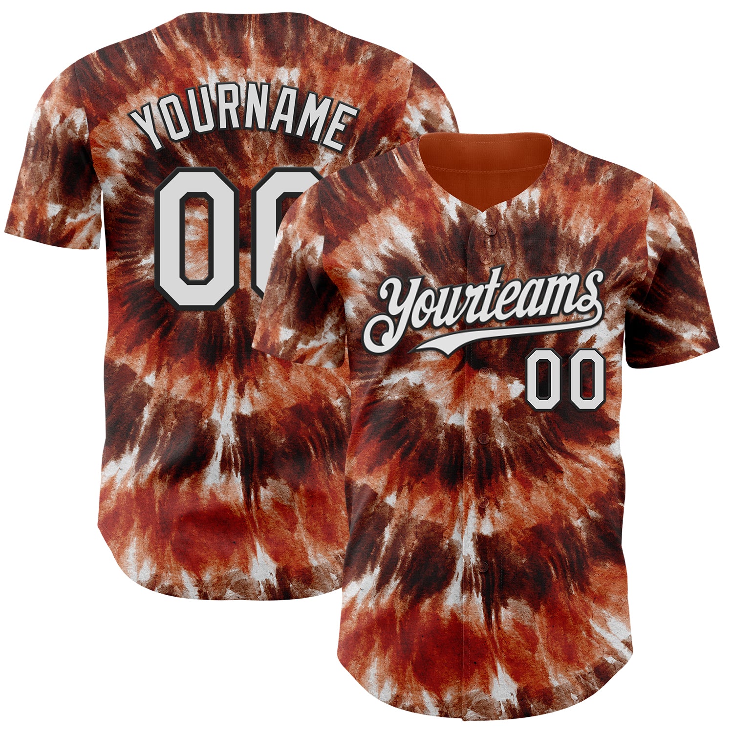 Custom Tie Dye White-Black Shibori Pattern Authentic Baseball Jersey